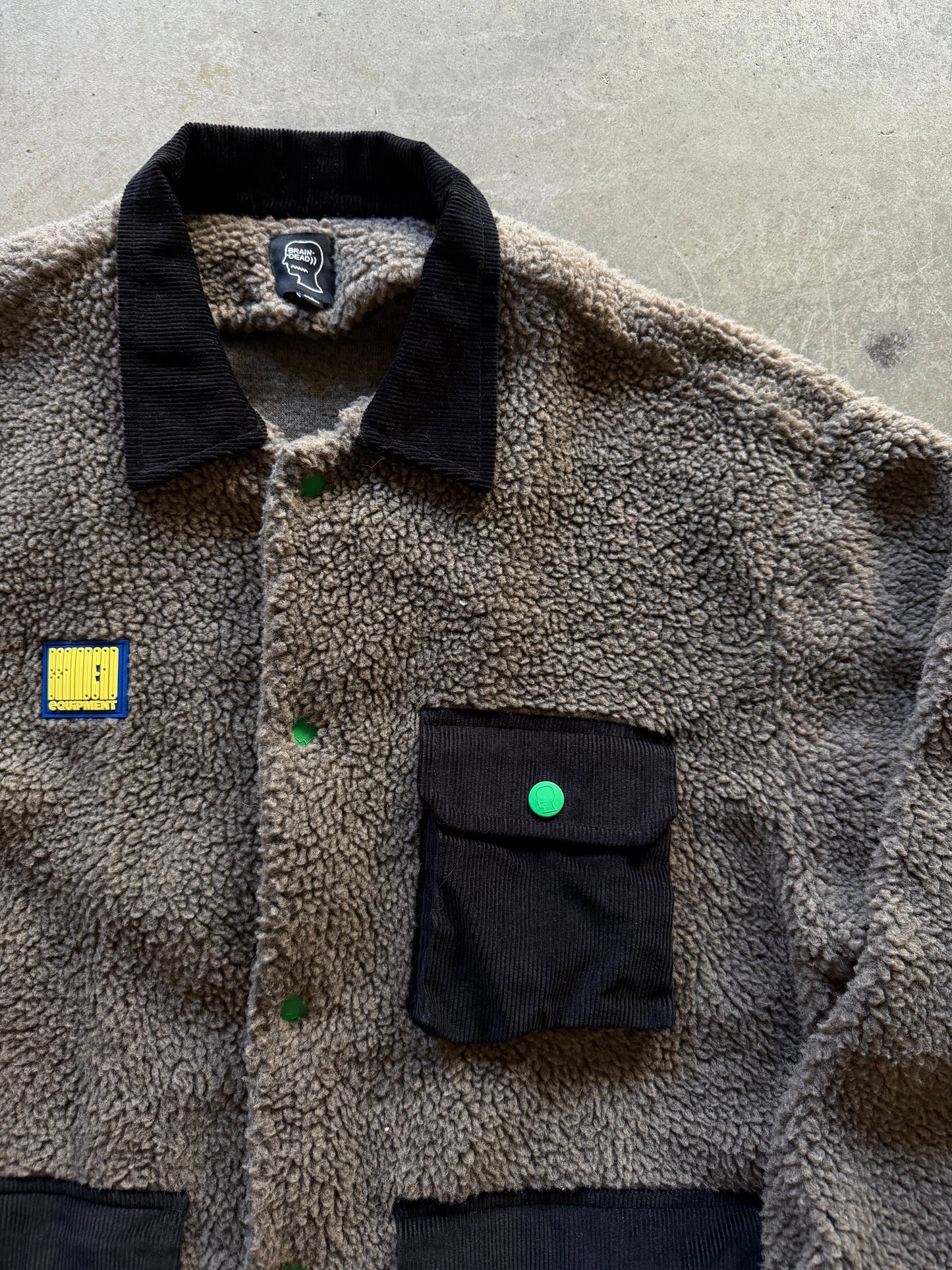 Brain Dead Dark Oatmeal Deep Pile Fleece Sz XL