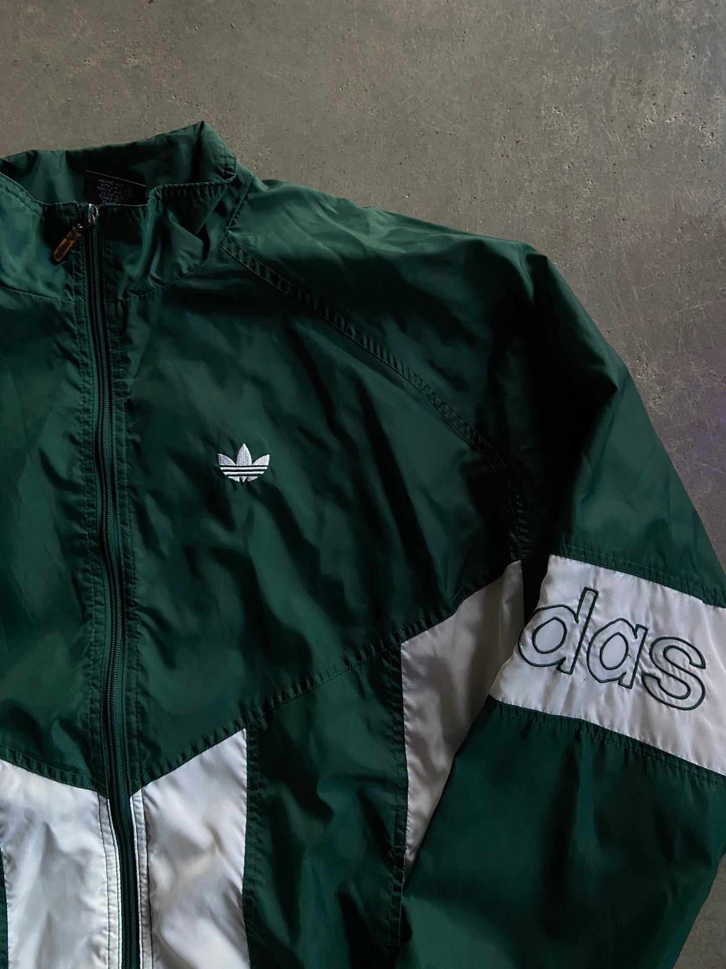 VTG Adidas Green/White Windbreaker Jacket Sz L