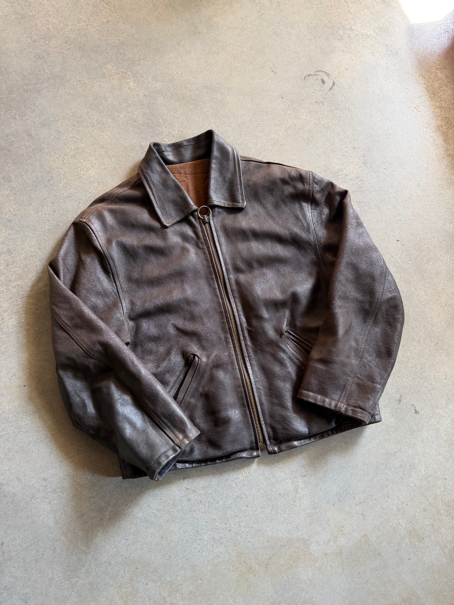 VTG Brown Leather Jacket Sz M/L