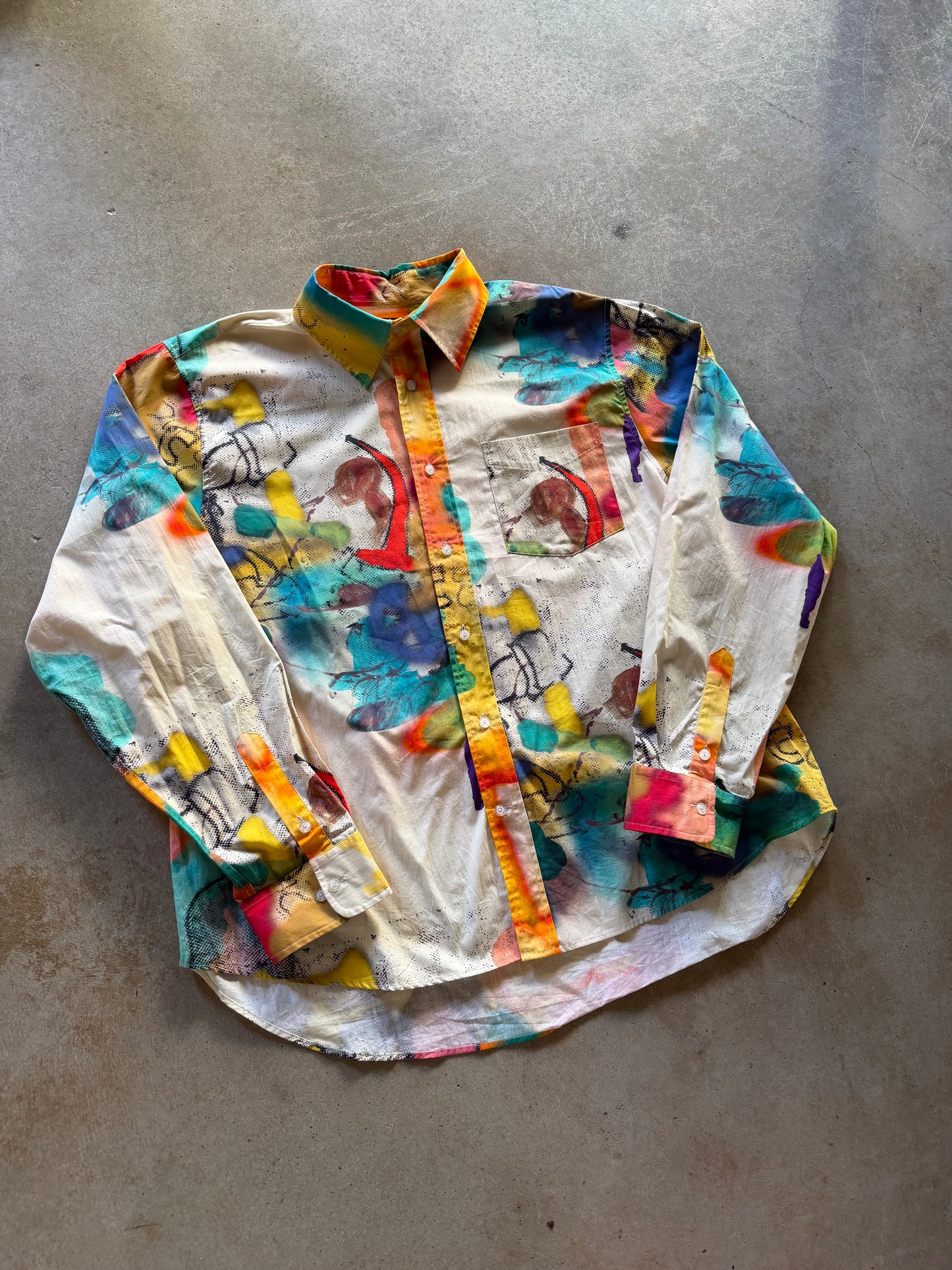 Brain Dead Art Button Up Shirt Sz XL