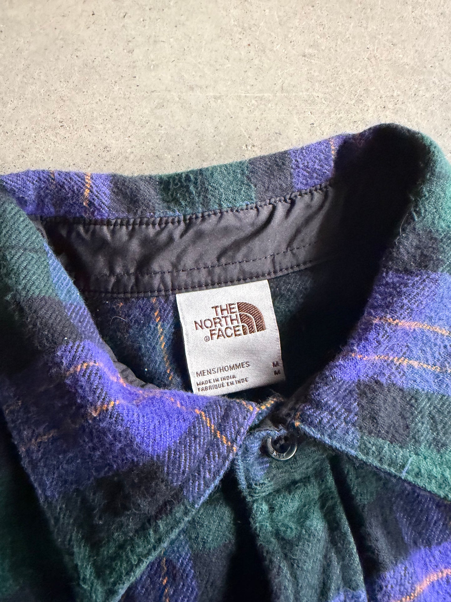The North Face Green/Purple Flannel Button Up Shirt Sz M