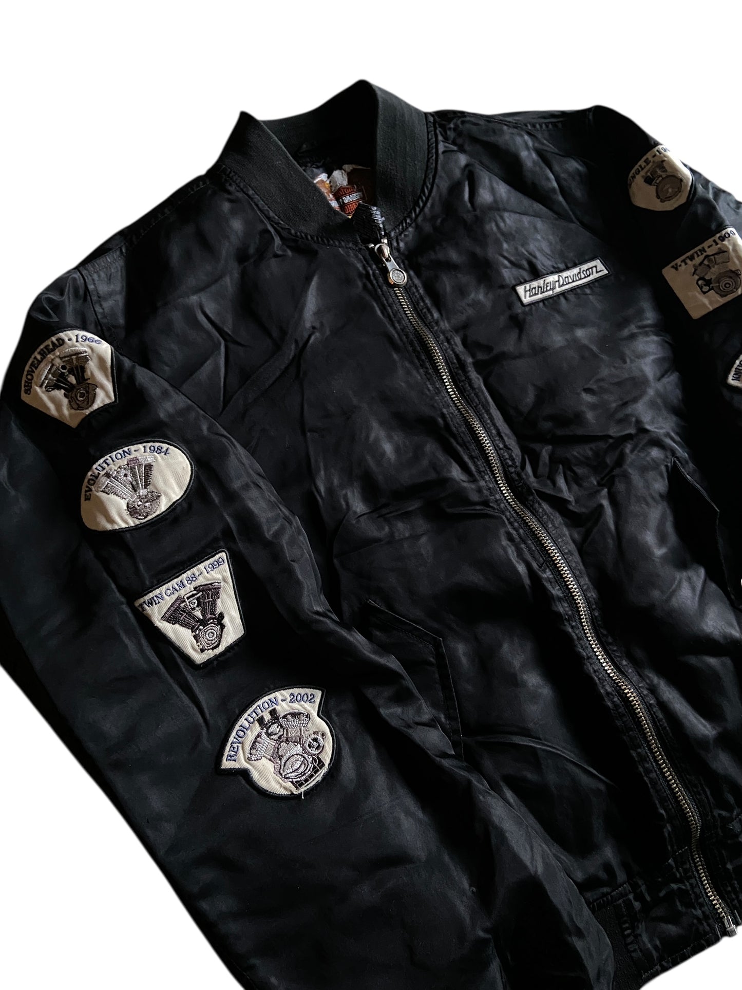 Y2K Harley Davidson Patch Bomber Jacket Sz L