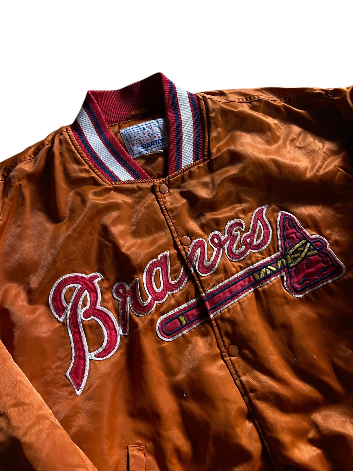 VTG Atlanta Braves Orange Starter Jacket Sz 2XL