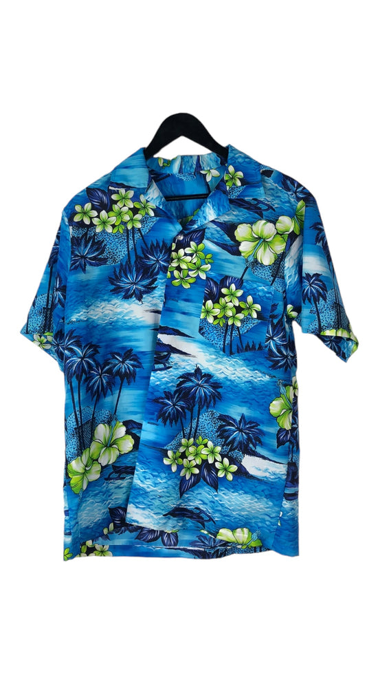 VTG Palm Tree Hawaiian Shirt Sz M