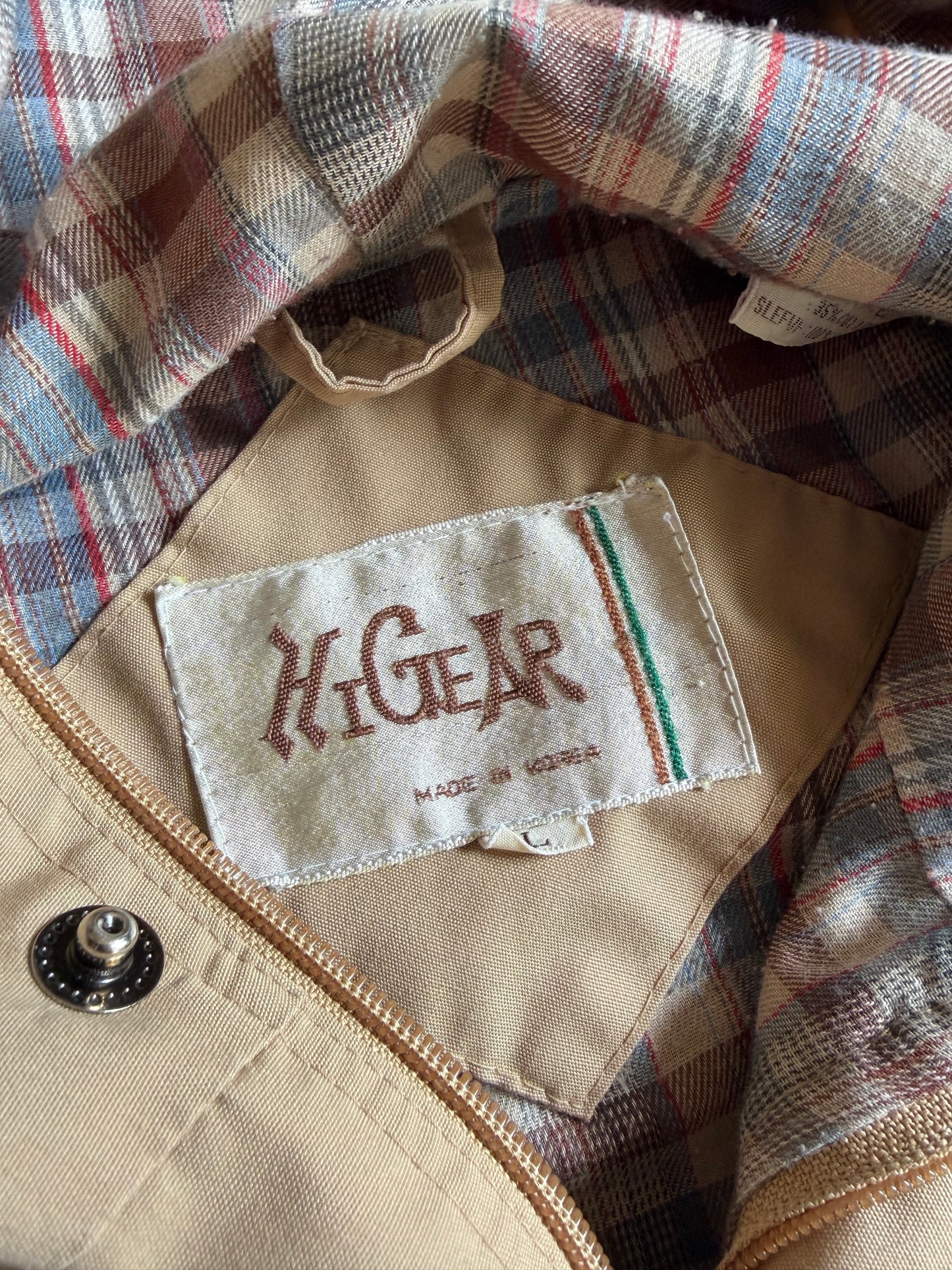 VTG Plaid Lined Tan Jacket Sz L