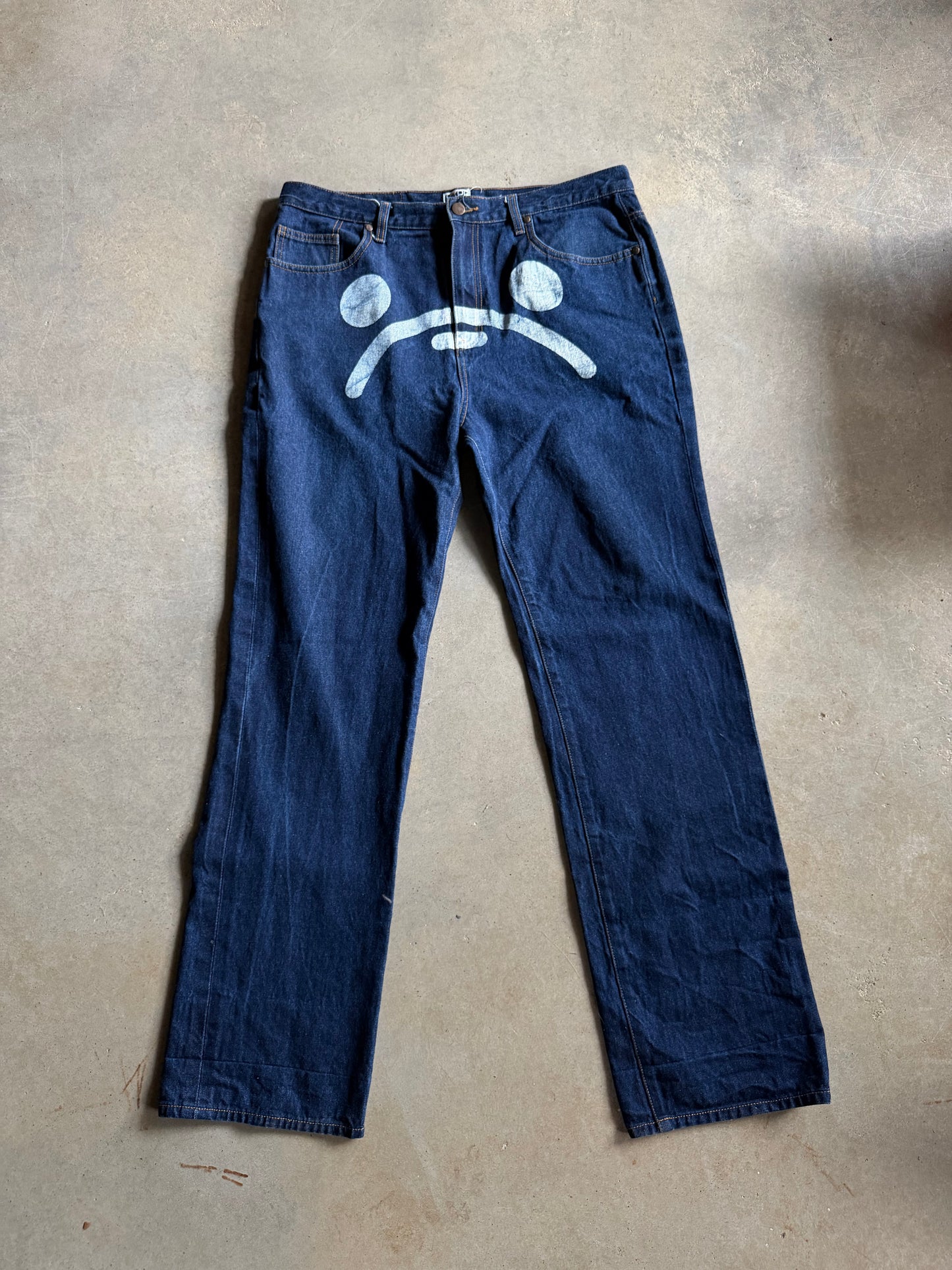 VTG Bape Bathing Ape Sad Face Jeans Sz 36x34