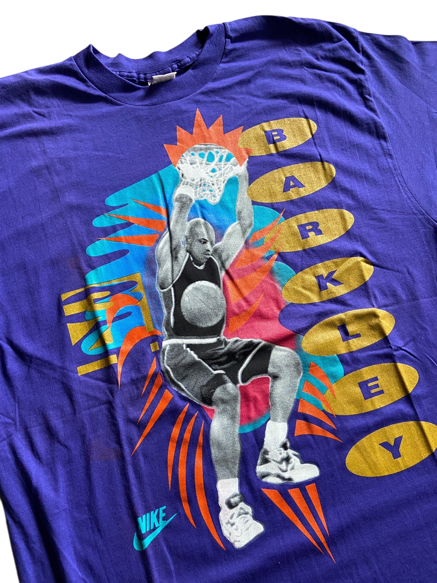 VTG Nike Grey Tag Purple Big Print Charles Barkley Tee Sz XLT