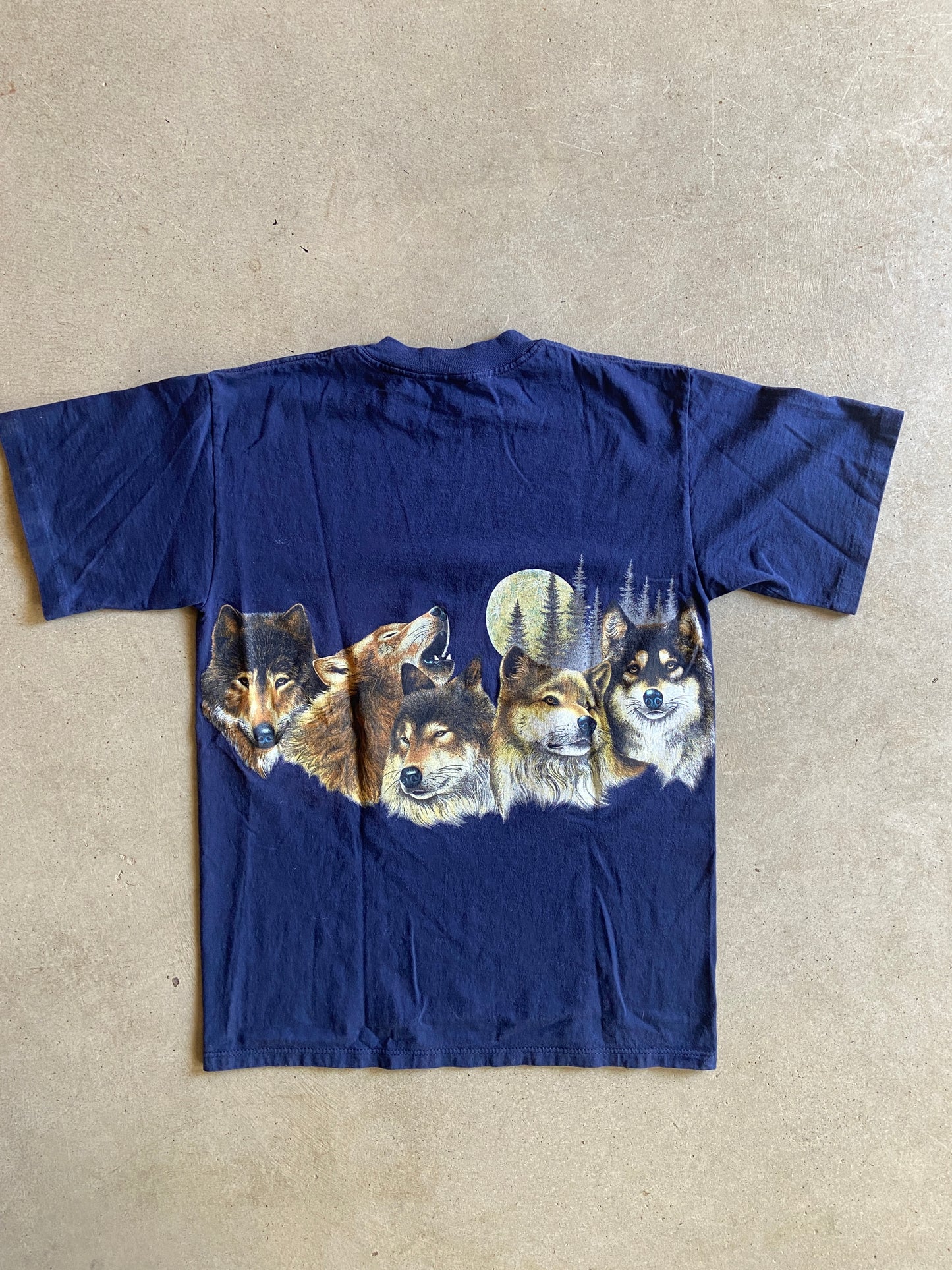 VTG Wolves Navy Blue Tee Sz M