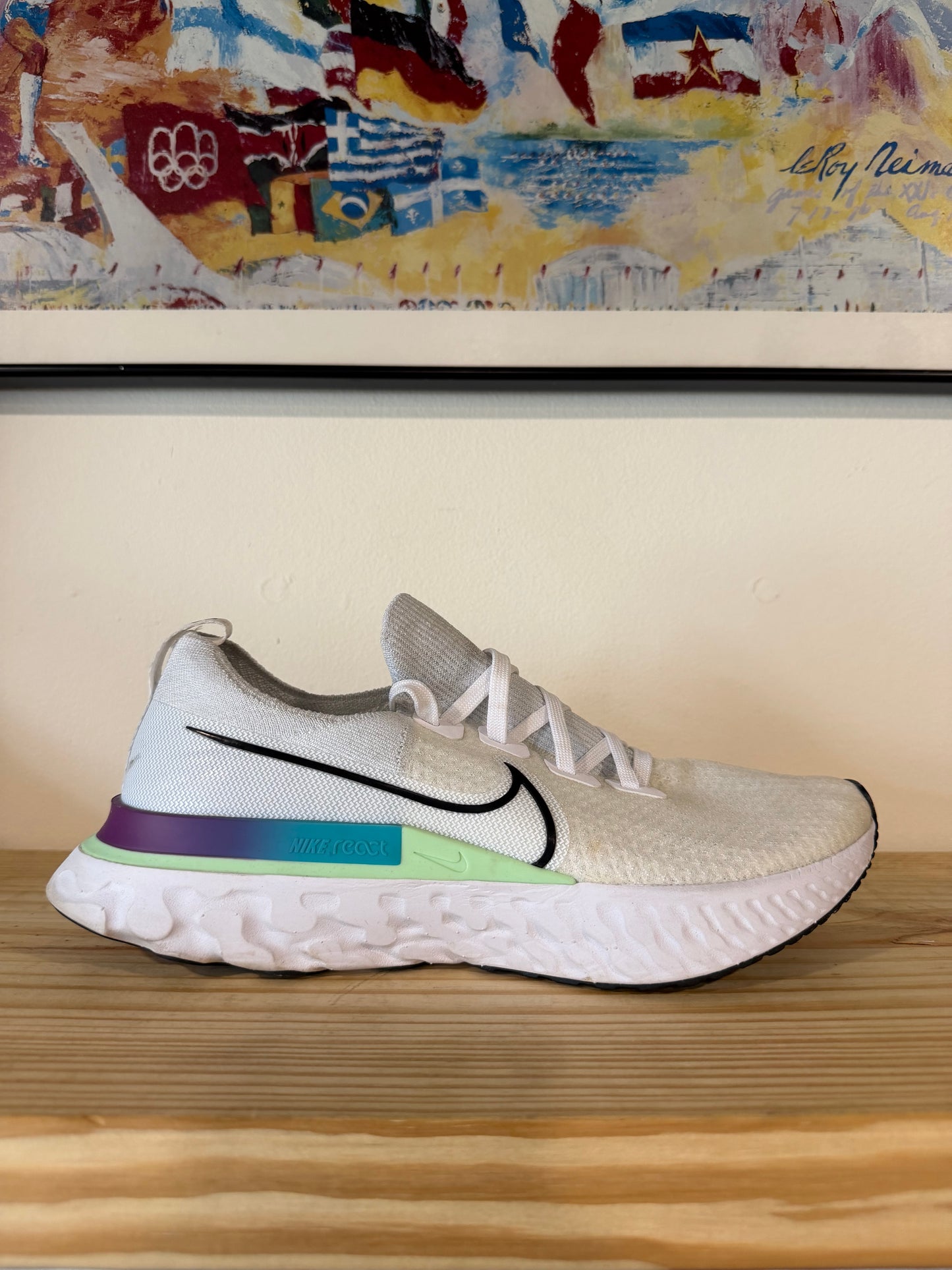 Preowned Nike React Infinity Run White Vapor Green Sz 10M/11.5W