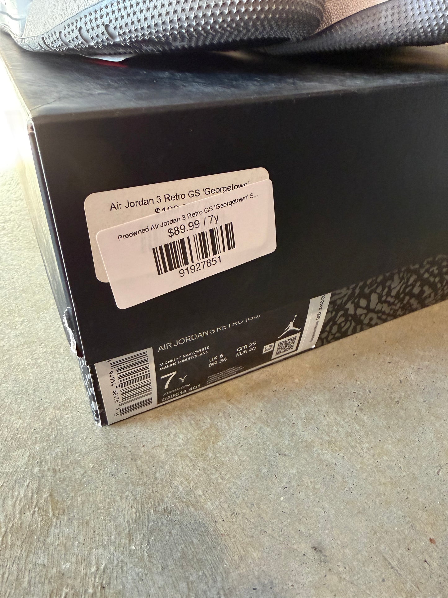 Preowned Air Jordan 3 Retro GS 'Georgetown' Sz 7y