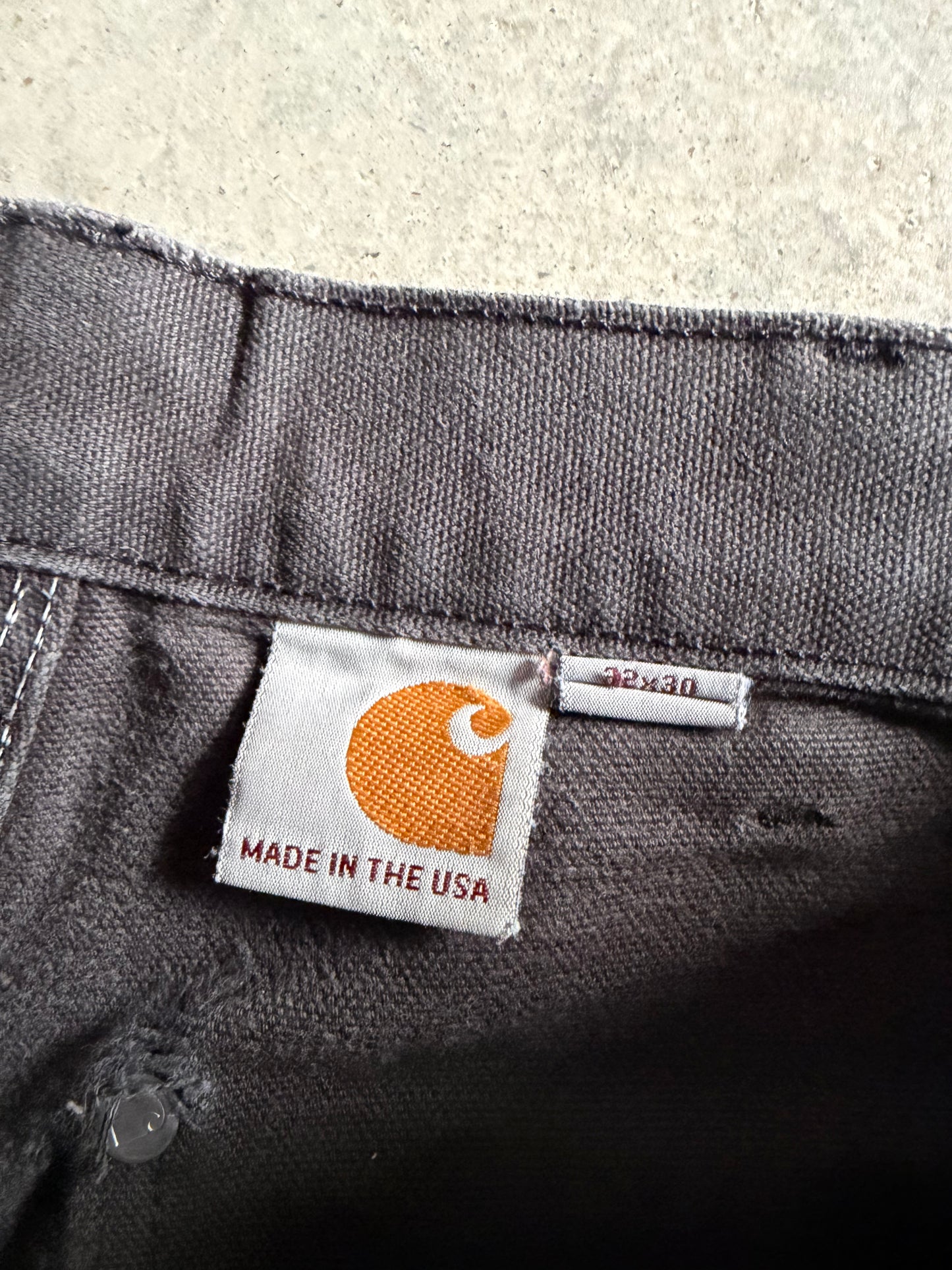 VTG Carhartt Gray Double Knee Pants Sz 30x32