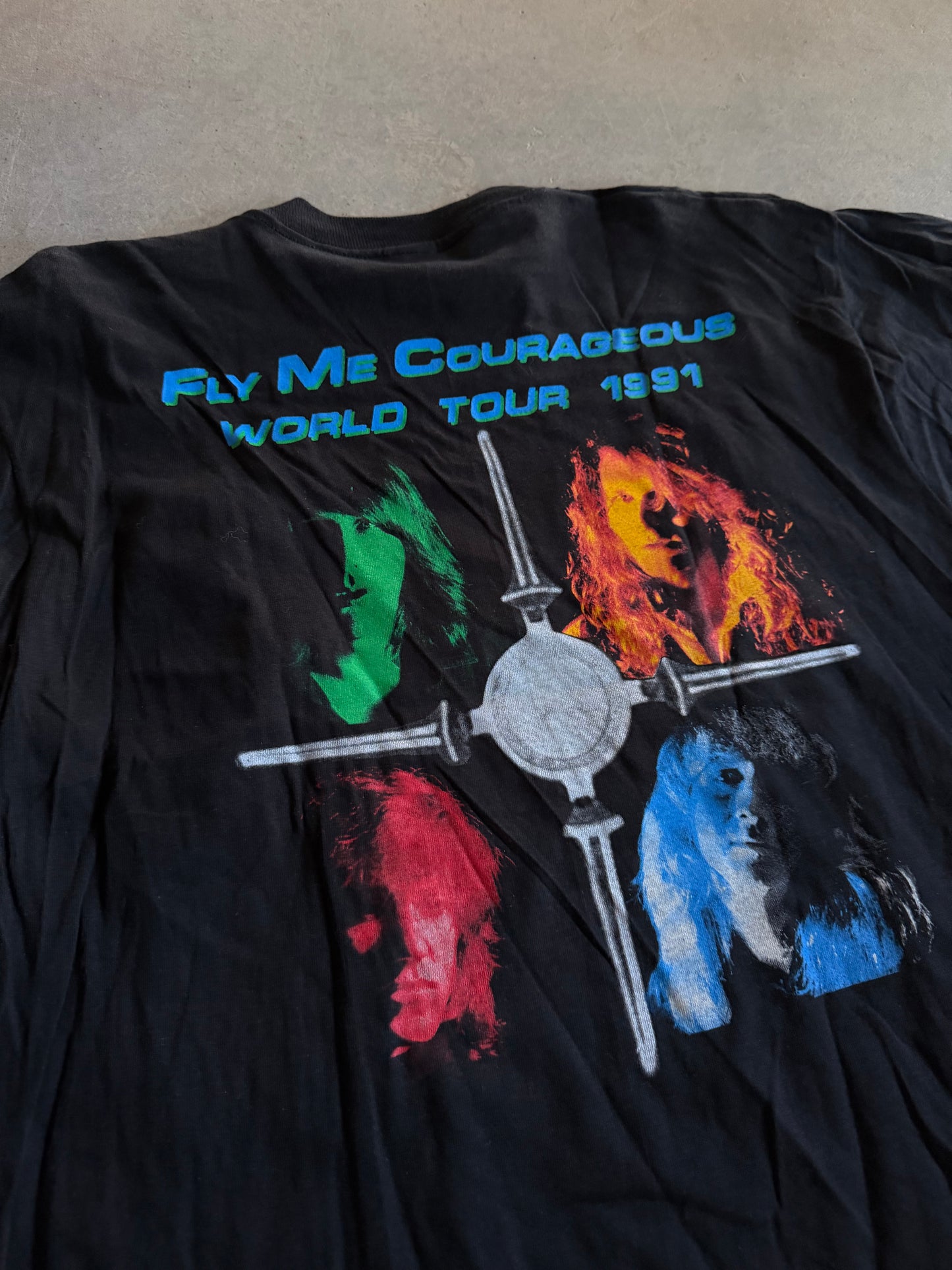 VTG Drive N Cryin Fly Me Courageous 1991 Tour Tee Sz XL