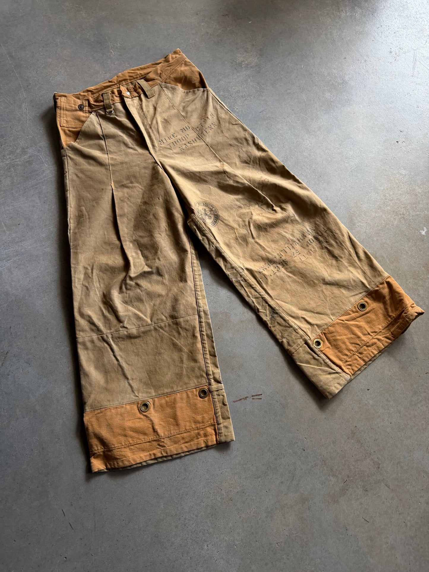 Reworked david turner Pleated Boy Scout Waxed Pant Sz 33x29