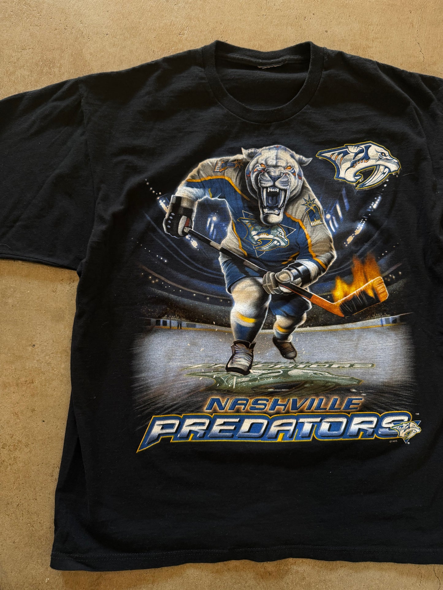 VTG Nashville Predators Killer Mascot Liquid Blue Tee Sz XL
