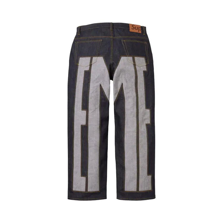 Supreme Inset Spellout Baggy Jean Rigid Indigo Sz 32
