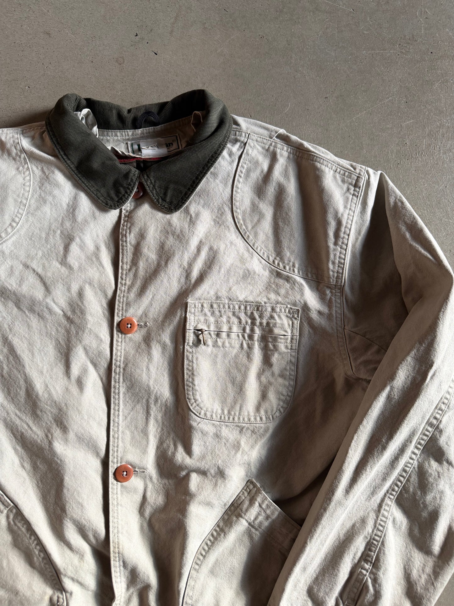 VTG LL Bean Tan Canvas Trench Jacket Sz XL/2XL