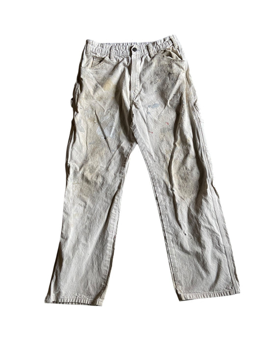 VTG Dickies Light Gray/White Paint Splash Pants Sz 30x29