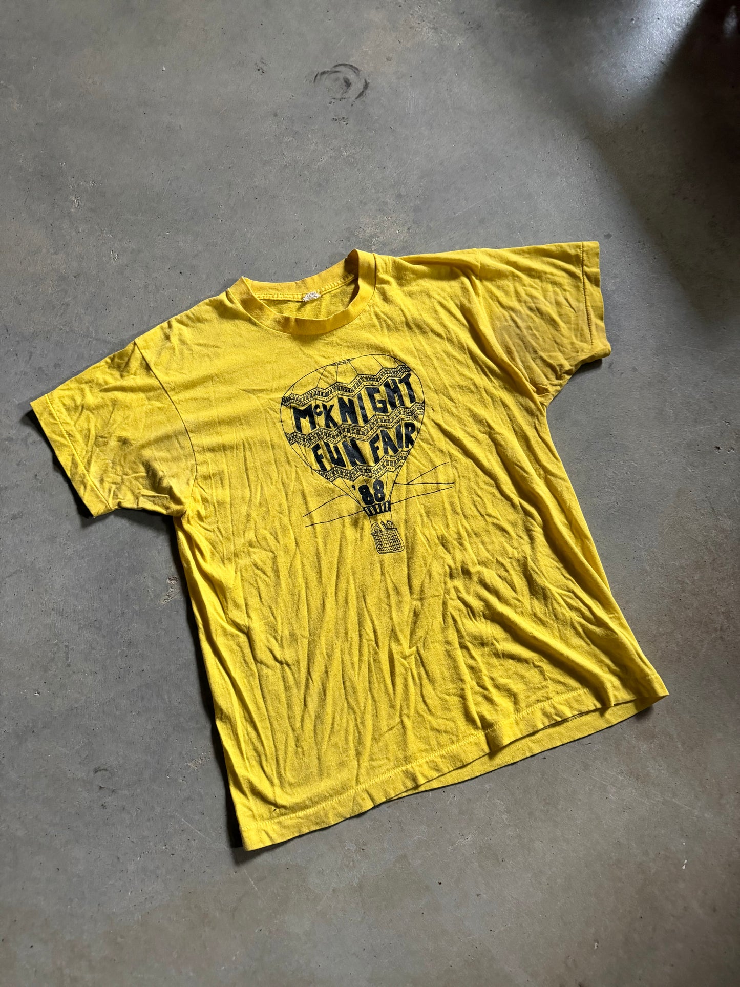 VTG McKnight Fun Fair 1988 Yellow Tee Sz M