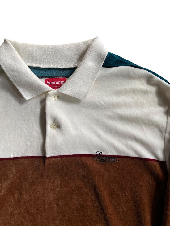 Supreme Velour Color Block L/S Polo Sz XL