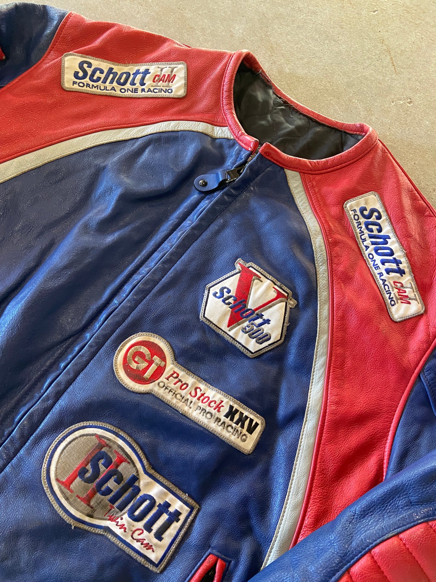 VTG Schott NYC Formula One Racing Leather Jacket Sz XXL