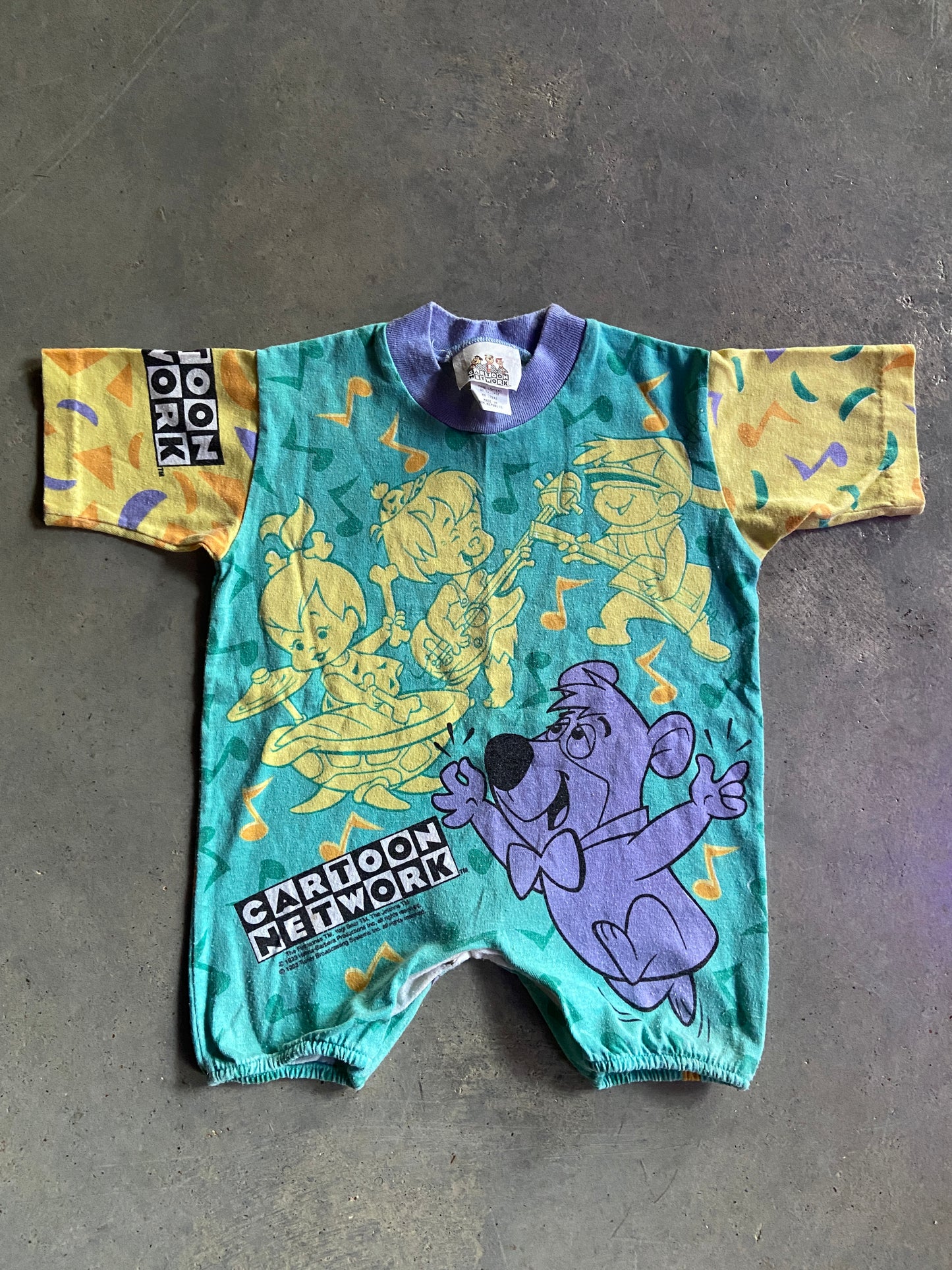 VTG Cartoon Network Blue/Yellow Onesie Sz 12 Months