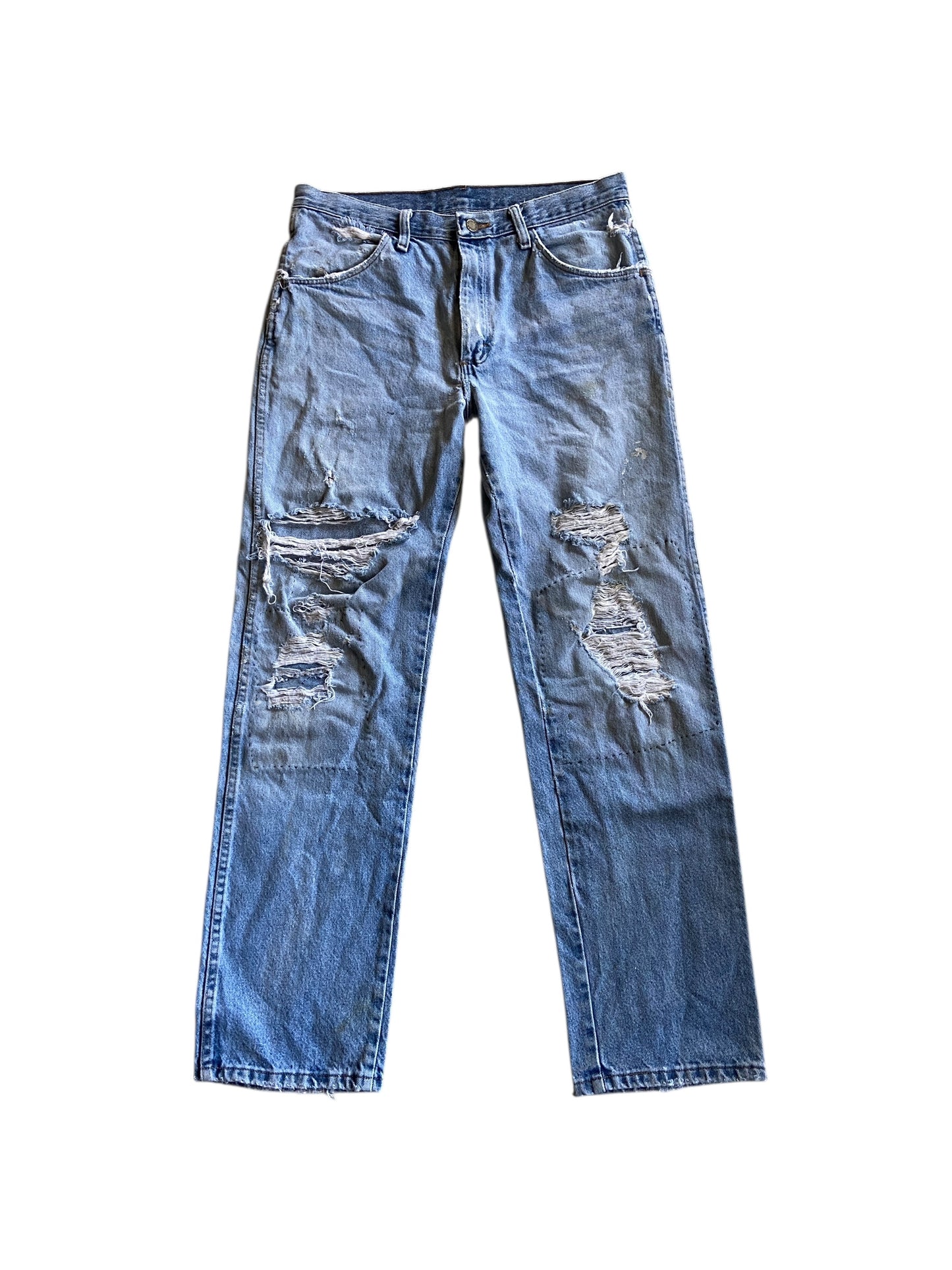 VTG Distressed Rustler Light Wash Jeans Sz 32x30