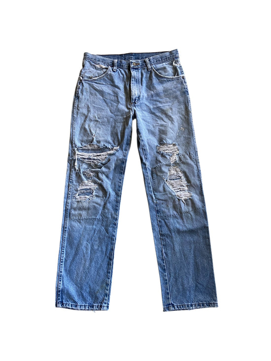 VTG Distressed Rustler Light Wash Jeans Sz 32x30