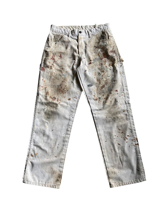 VTG Dickies Clay/Gray Paint Splash Pants Sz 34x31