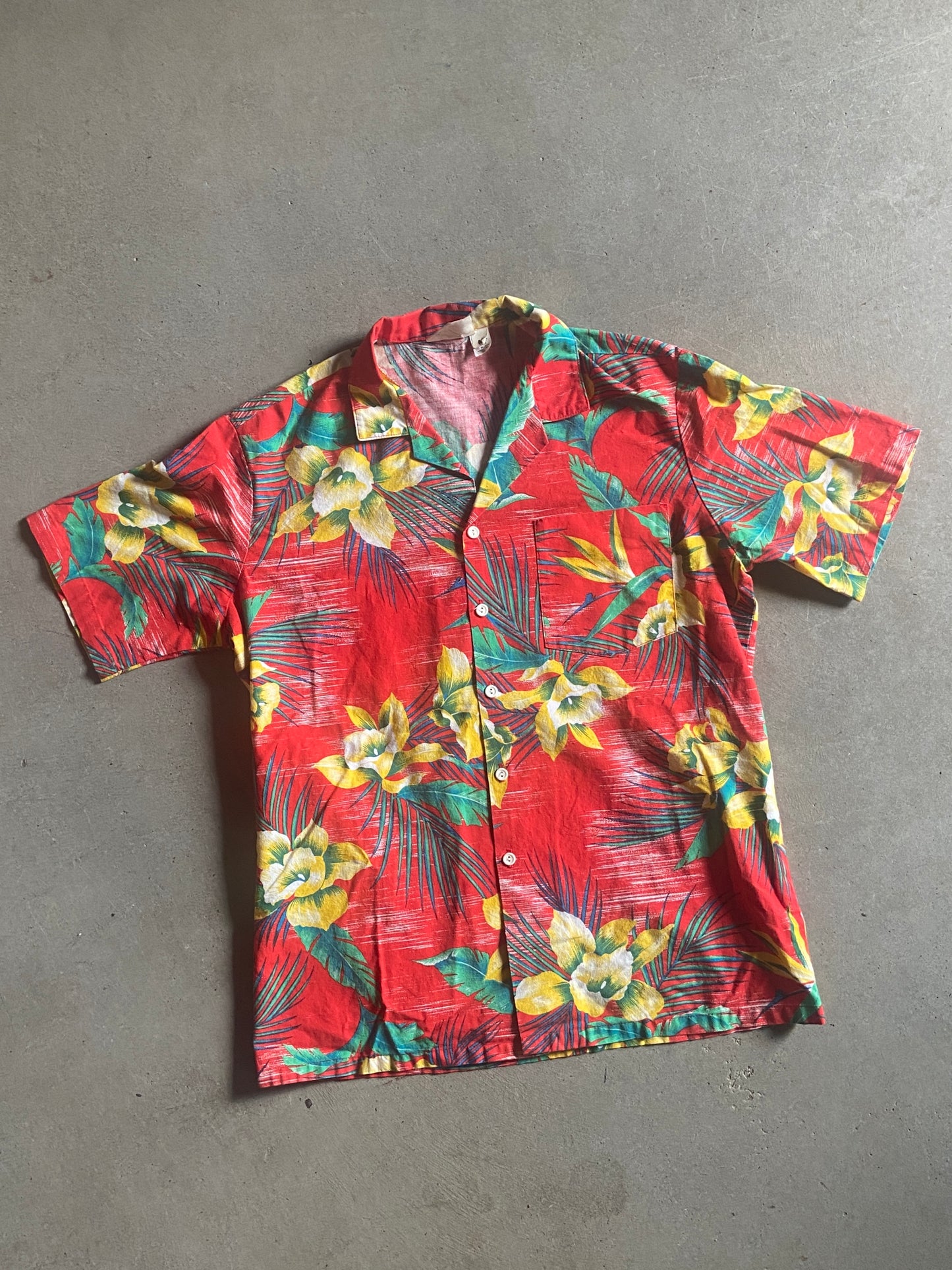 VTG Hawaii Kai Red Floral Shirt Sz M