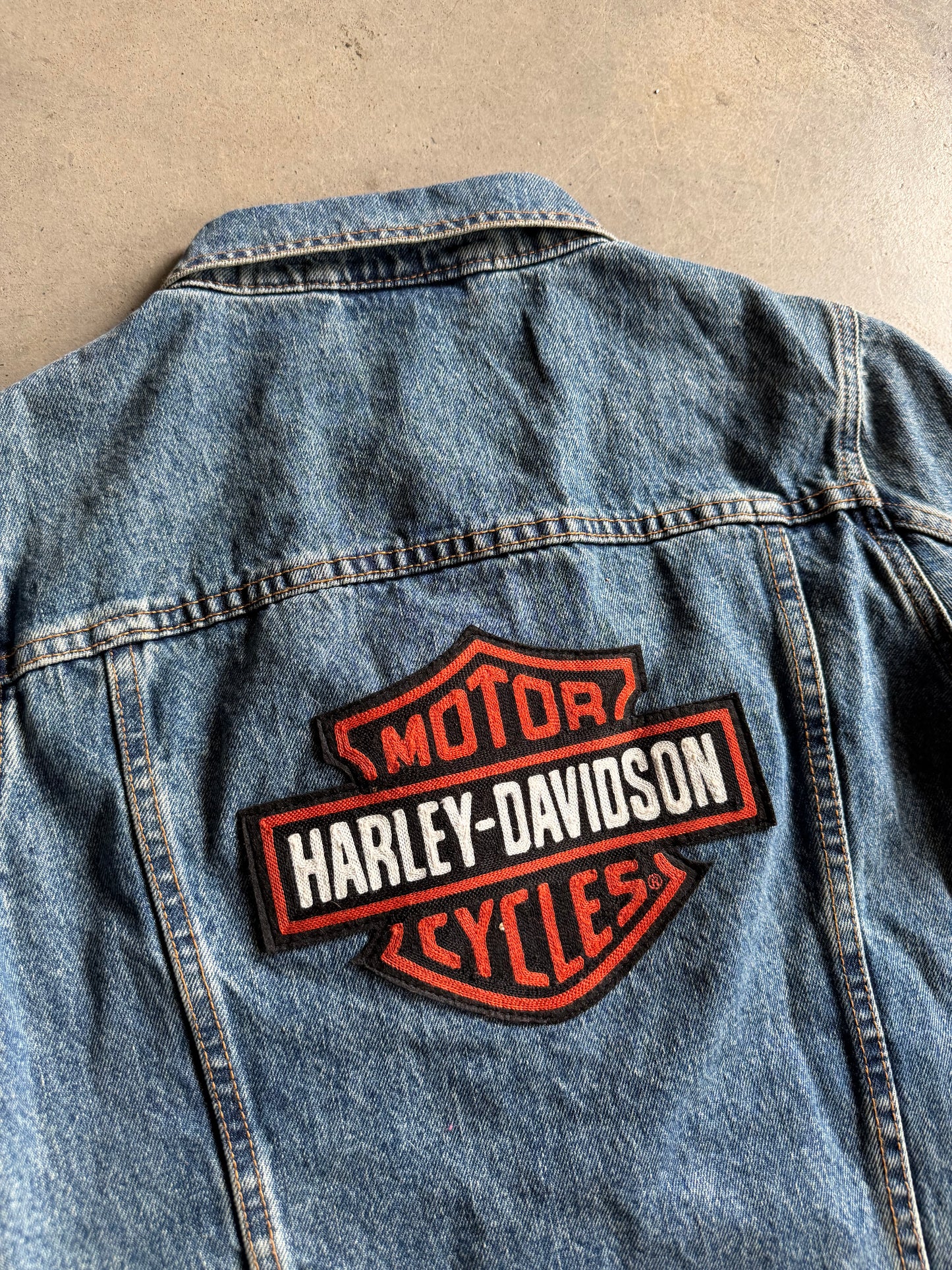 VTG Harley Davidson Blue Jean Jacket Sz S/M