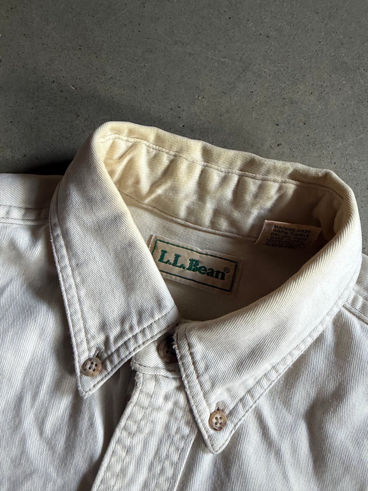 VTG LL Bean Cream Button Up Shirt Sz M