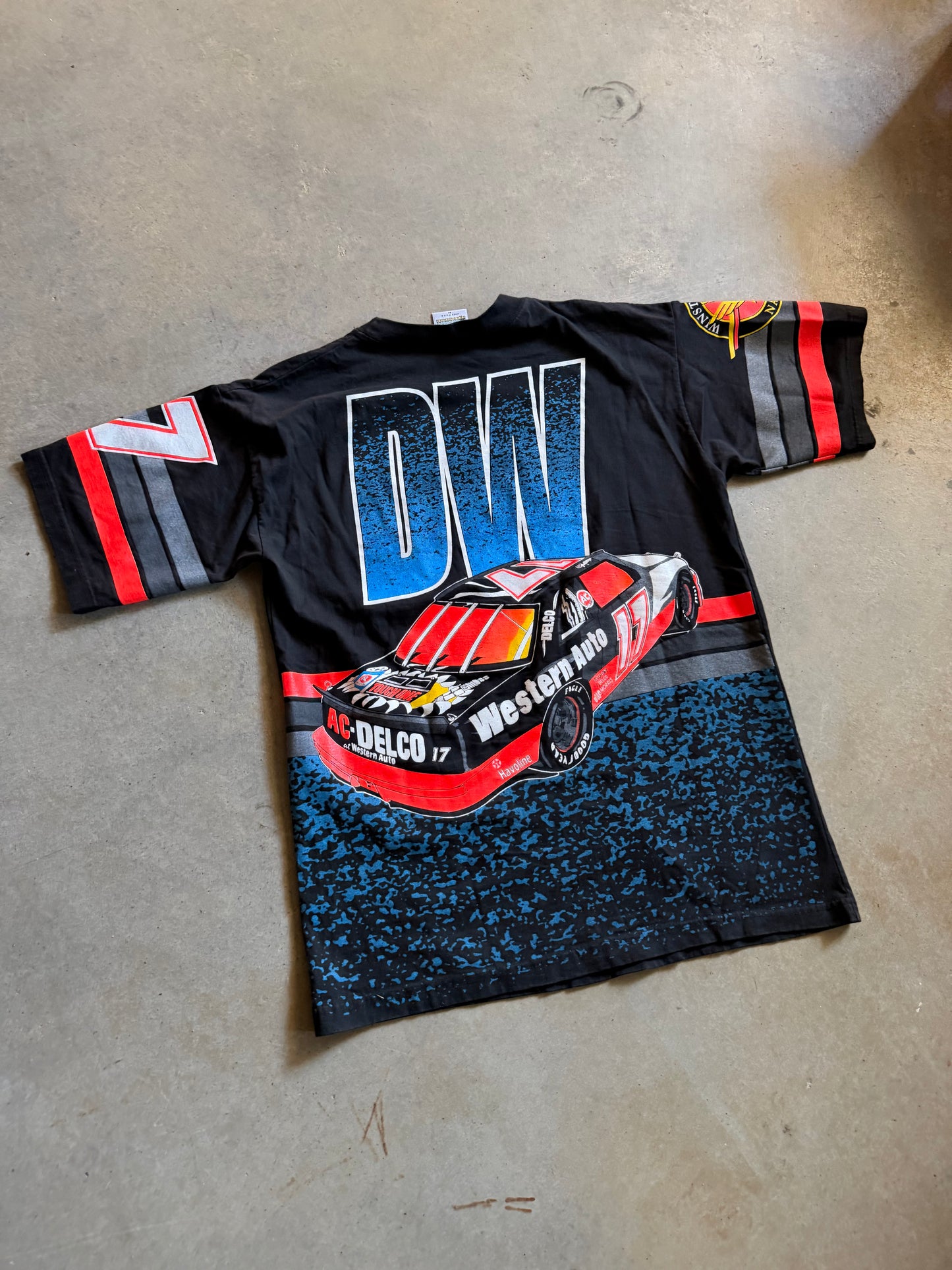 VTG Darrell Waltrip 3 Time Winston Cup Champion All Over Print Tee Sz M
