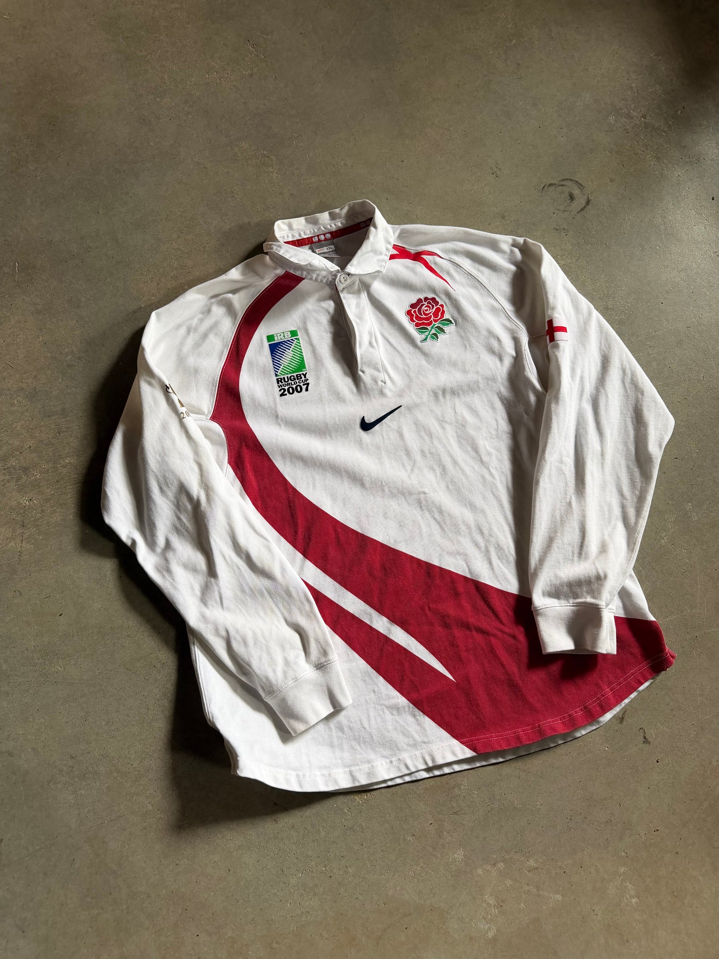 Y2K Nike Rugby World Cup 2007 Polo LS Shirt Sz 2XL
