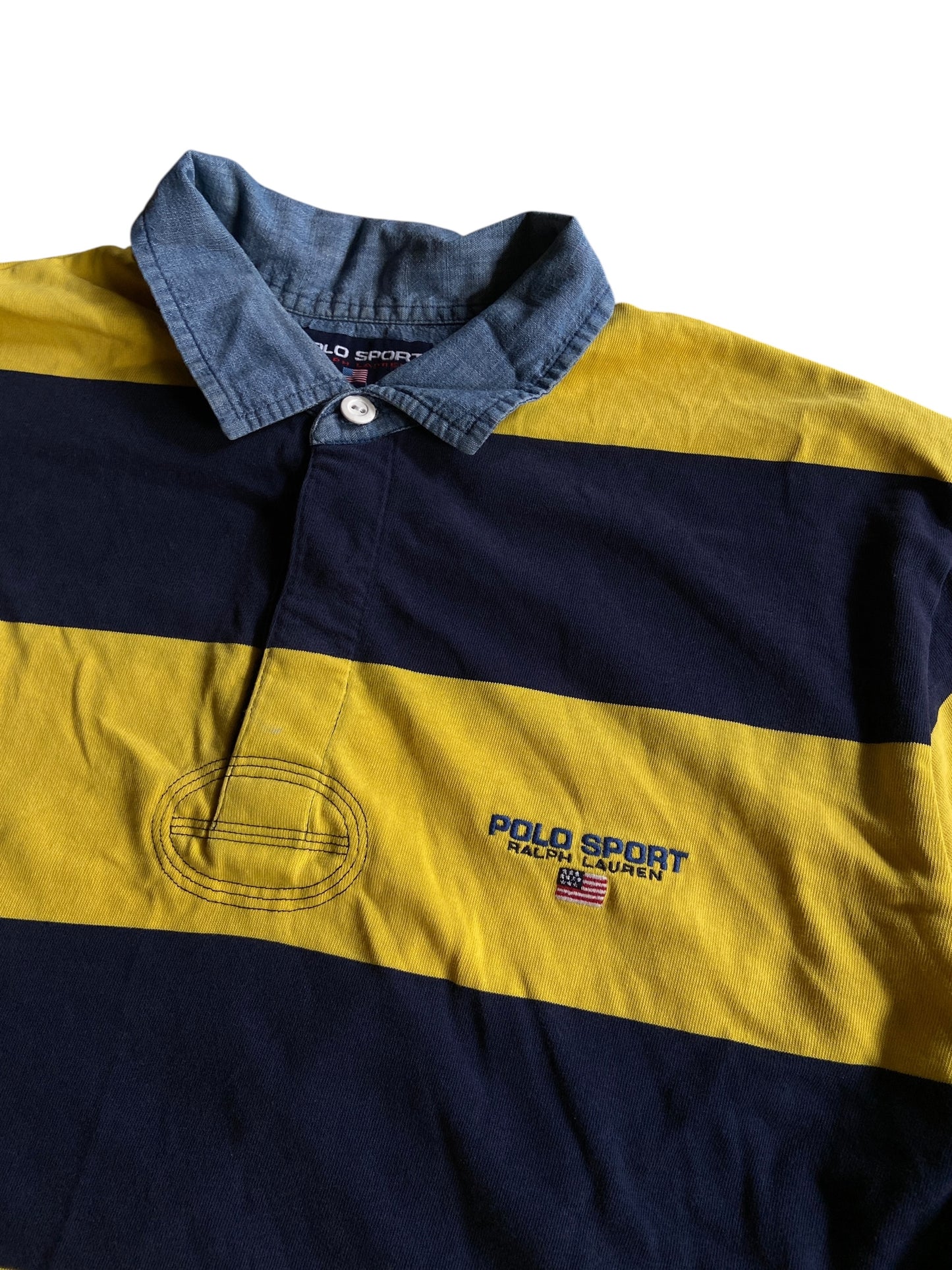Polo Sport Maize Yellow Striped Polo Shirt Sz XL