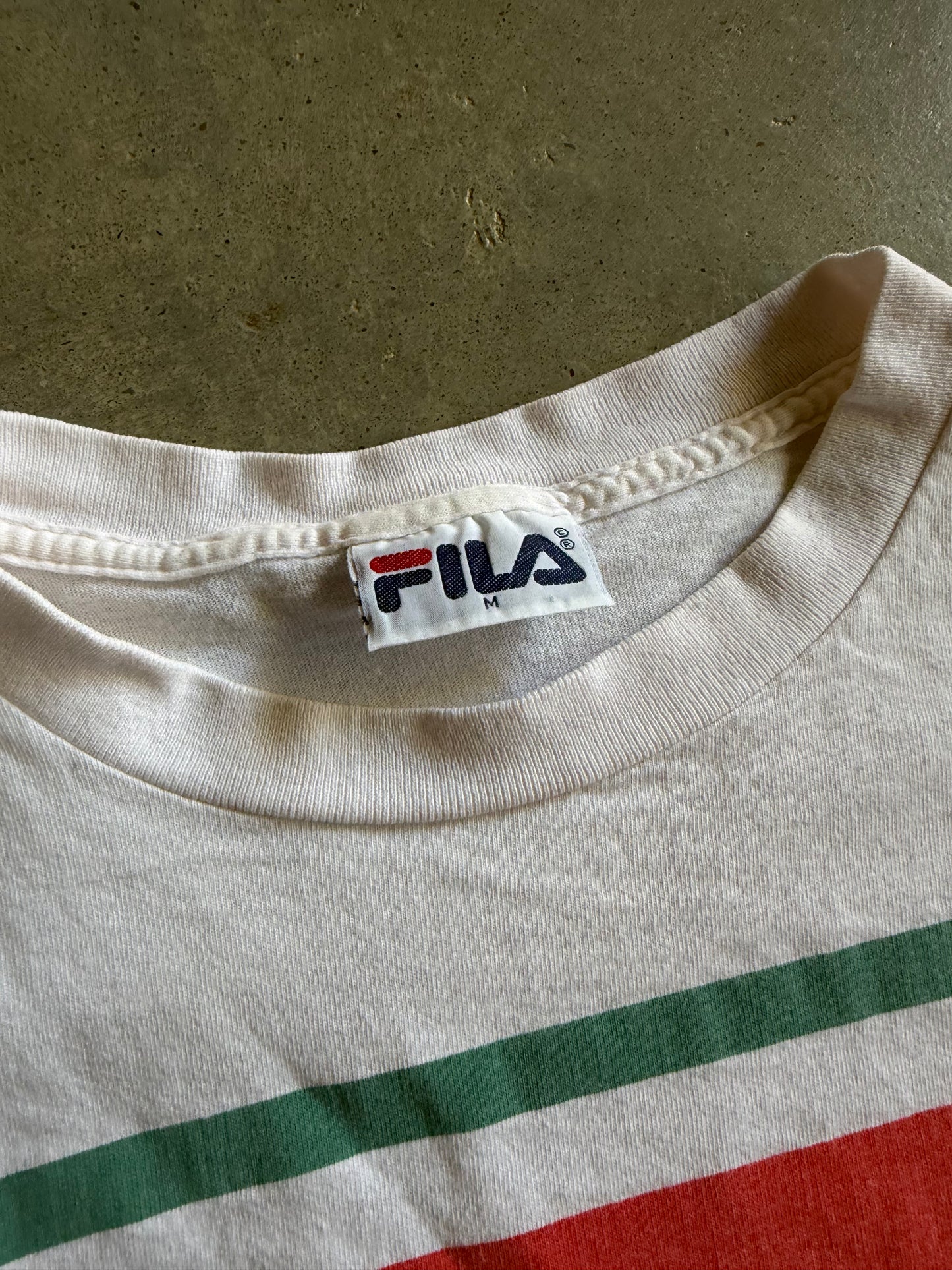 VTG FILA Green/Red Tee Sz M