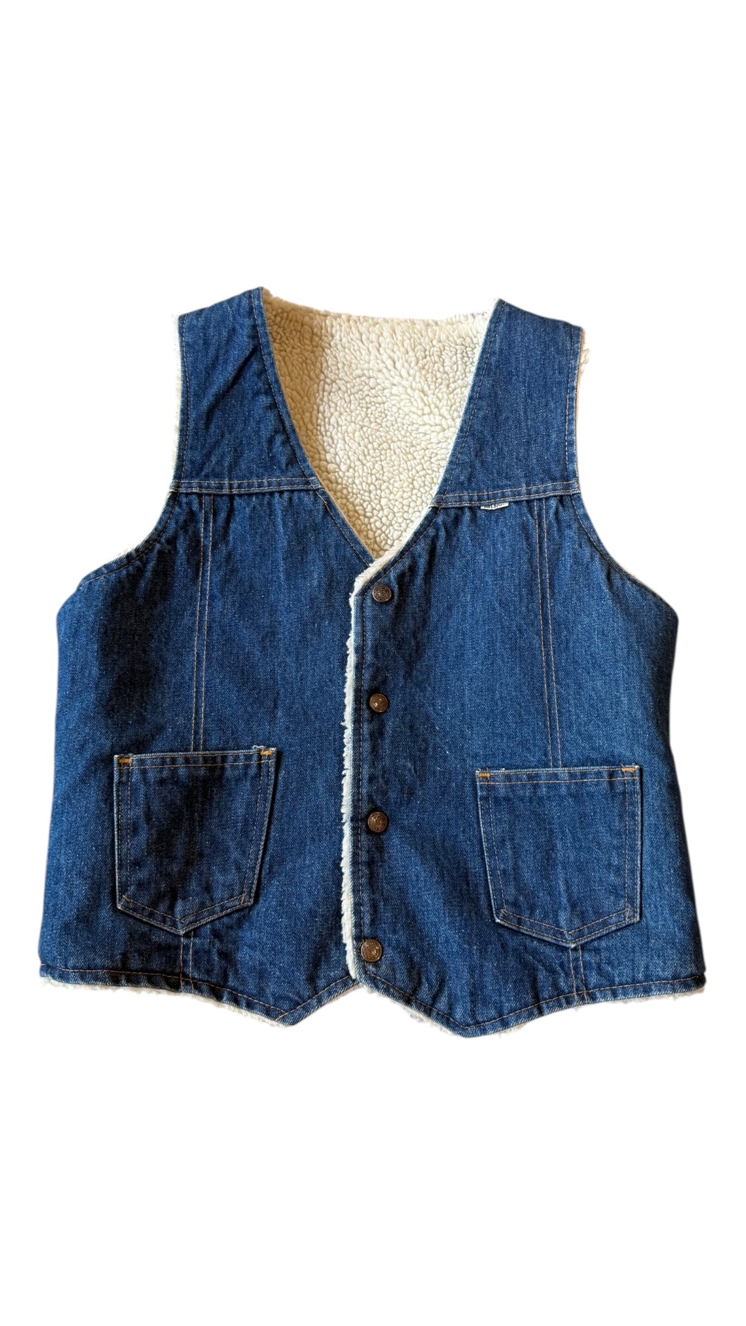 VTG Nelson Sherpa Denim Vest Sz S