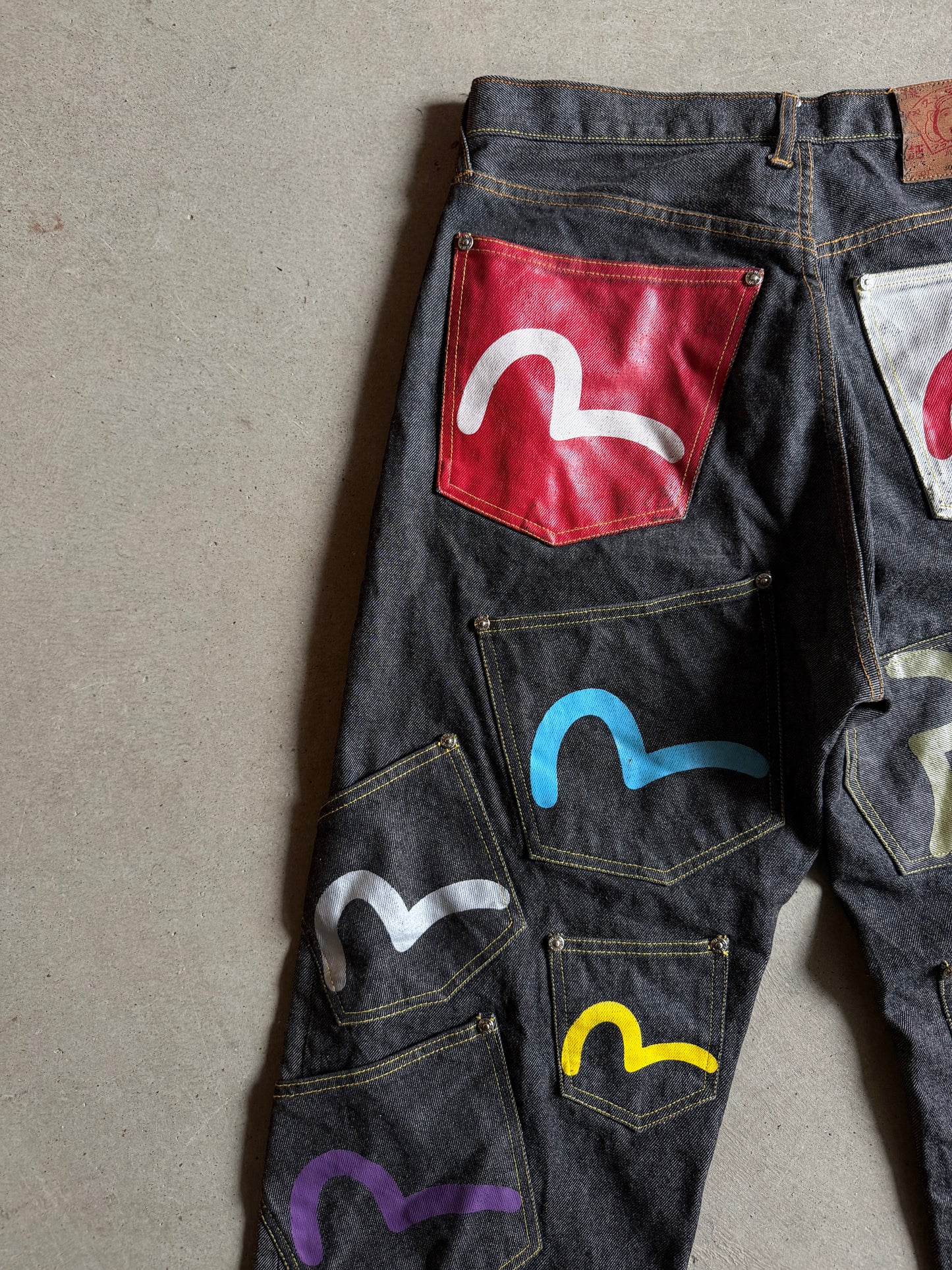 VTG Evisu Multi Pocket Black Jeans Sz 34x34