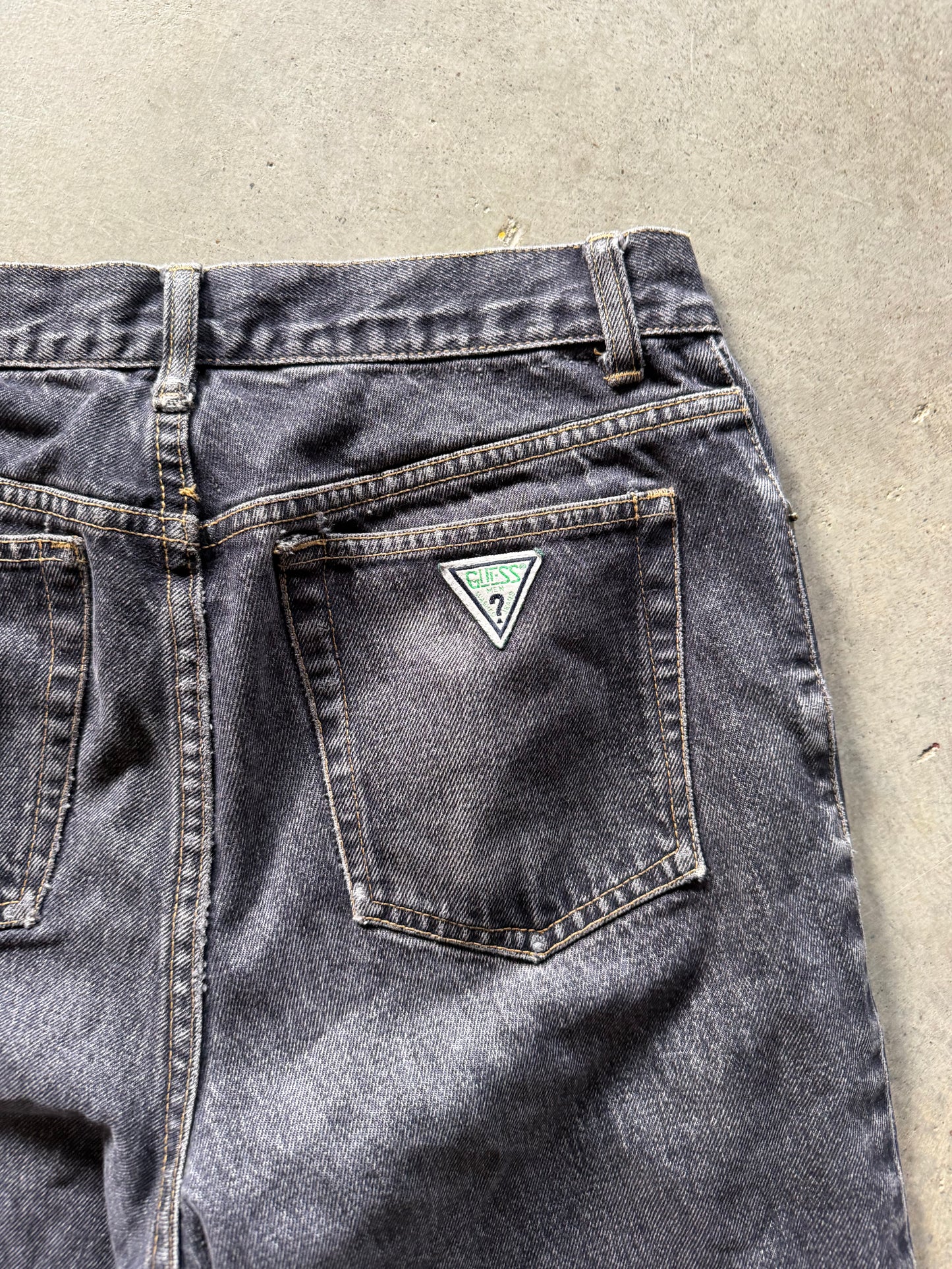 VTG Guess Black Denim Jeans Sz 32x28