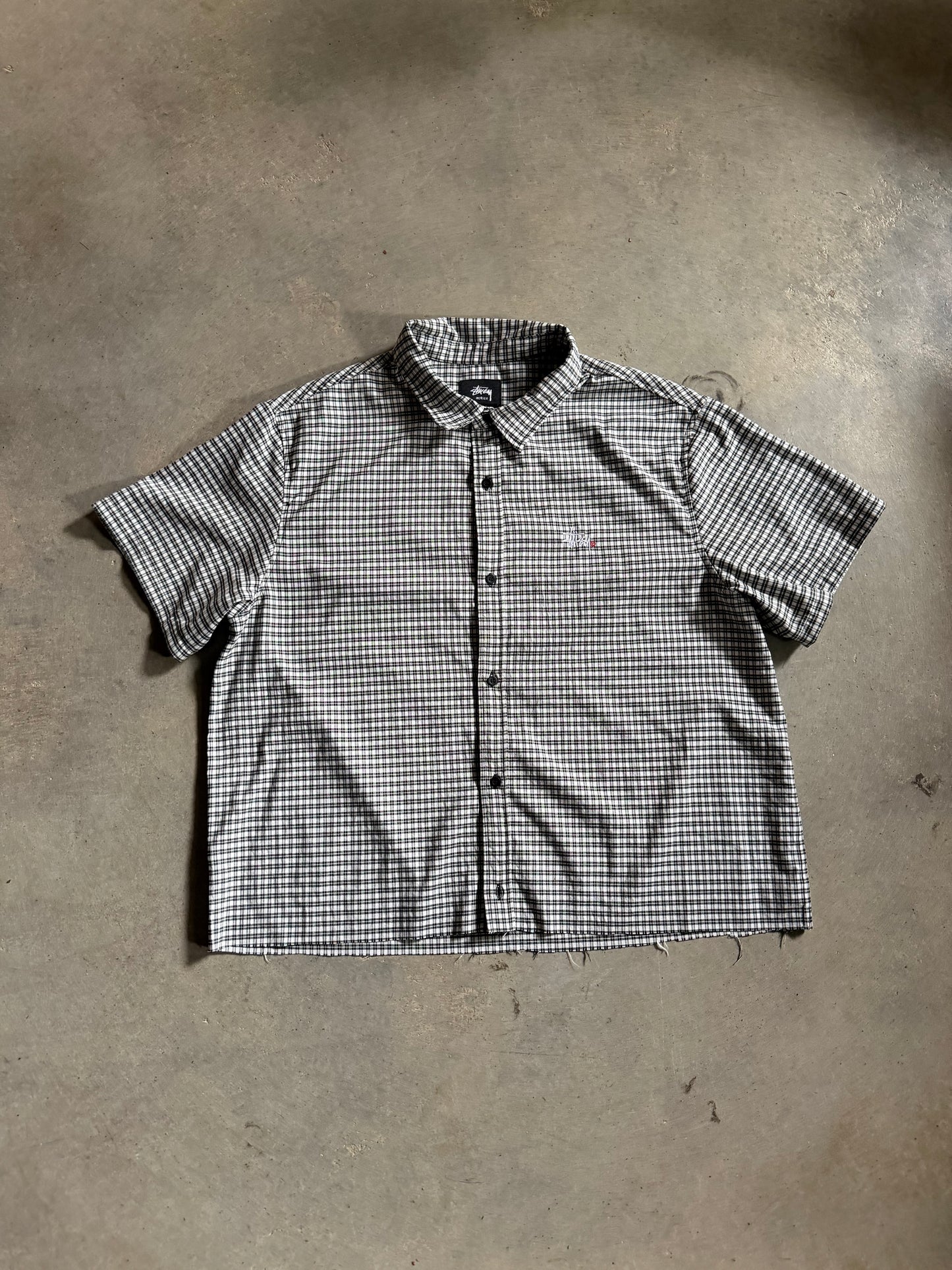 Stussy Checkered SS Button Up Shirt Sz XL