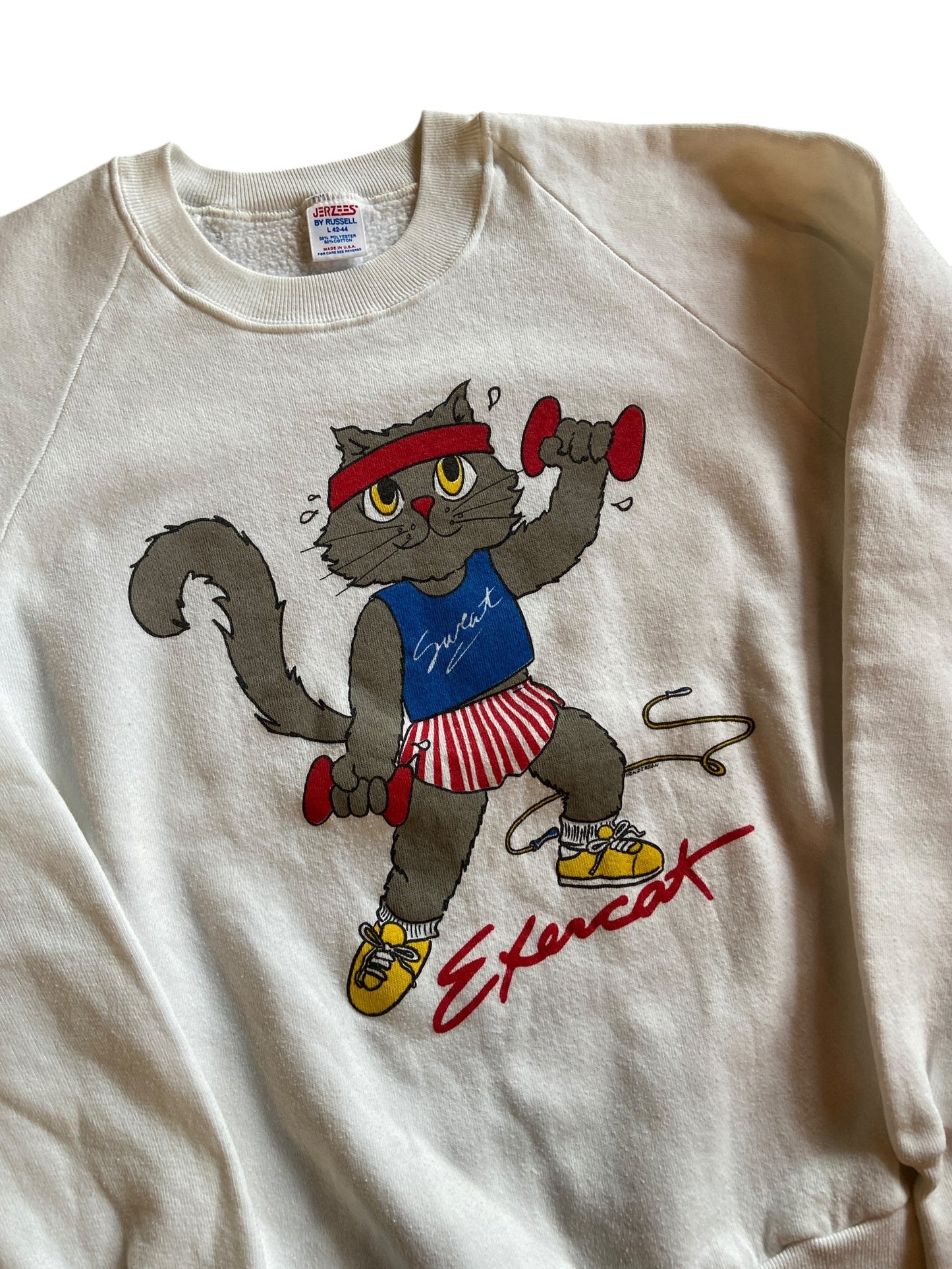 VTG Exercat Workout Sweater Sz M