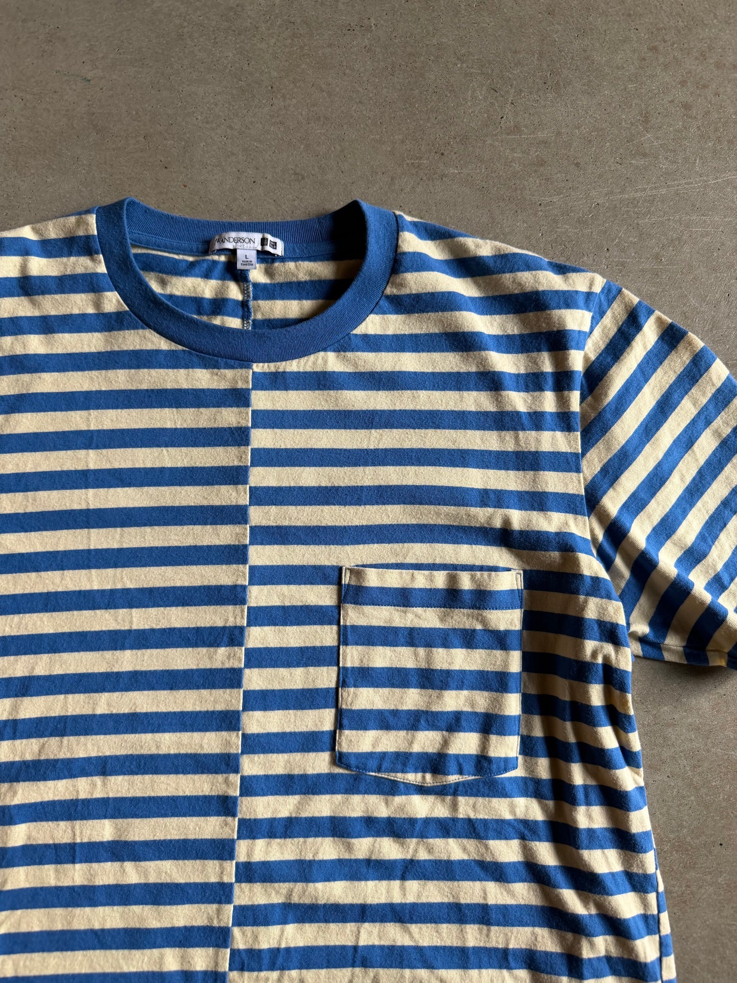 JW Anderson Uniqlo Blue Stripe Tee Sz L/XL