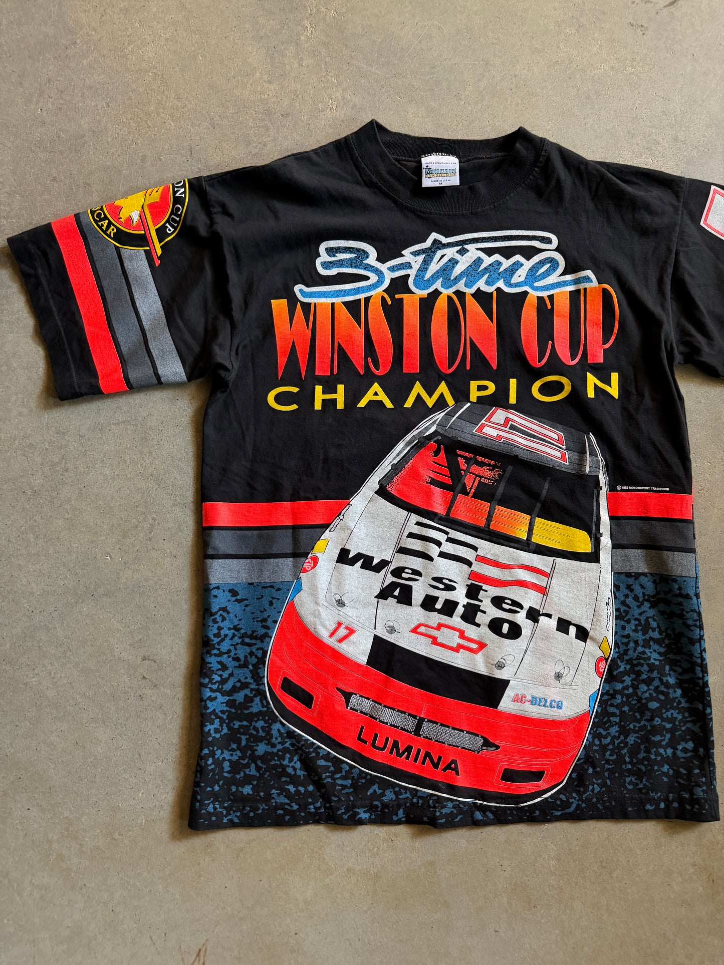 VTG Darrell Waltrip 3 Time Winston Cup Champion All Over Print Tee Sz M