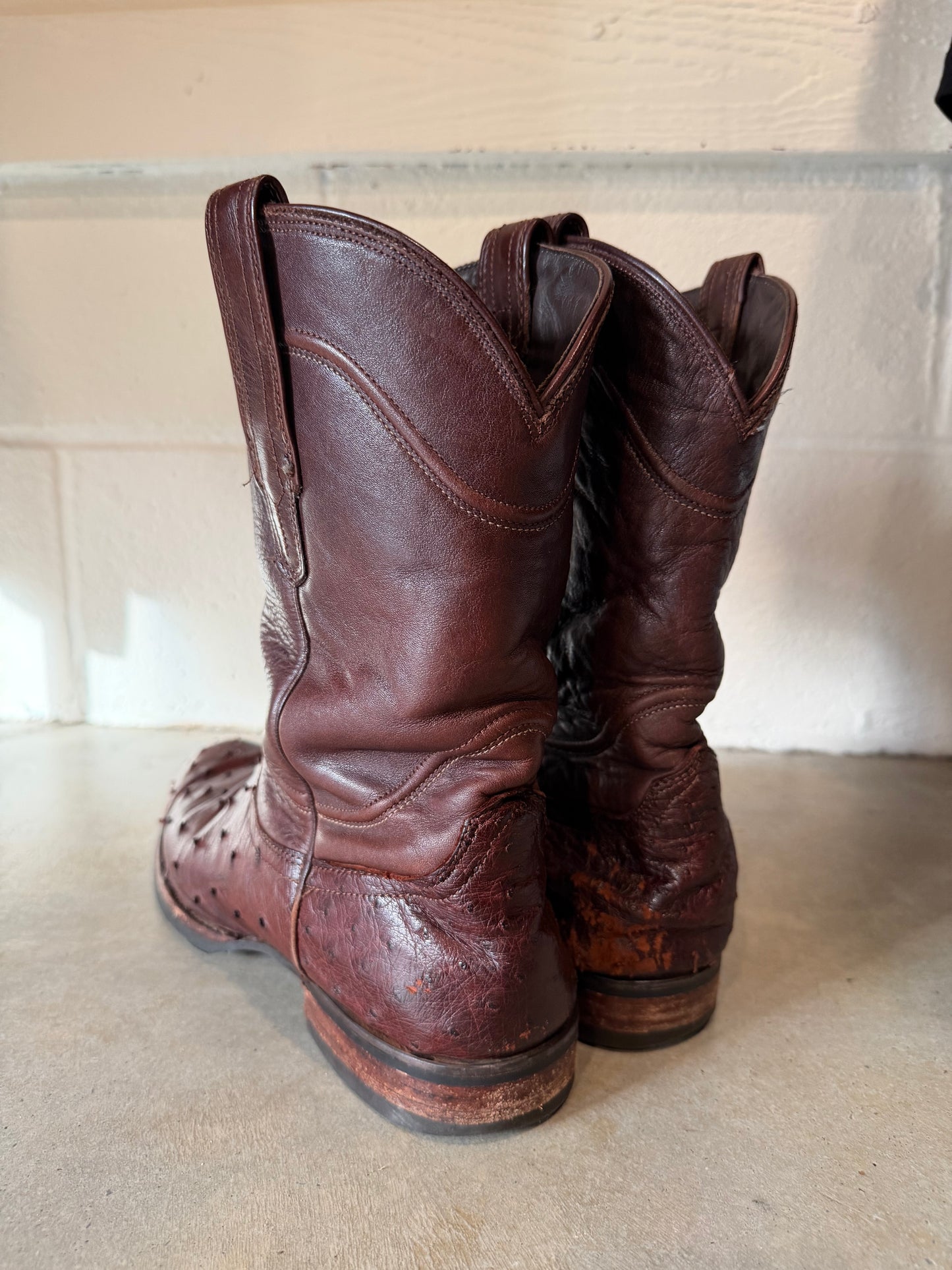 Tecovas Men's Exotic Ostrich Cowboy Boot, Size 10.5D, Mahogany