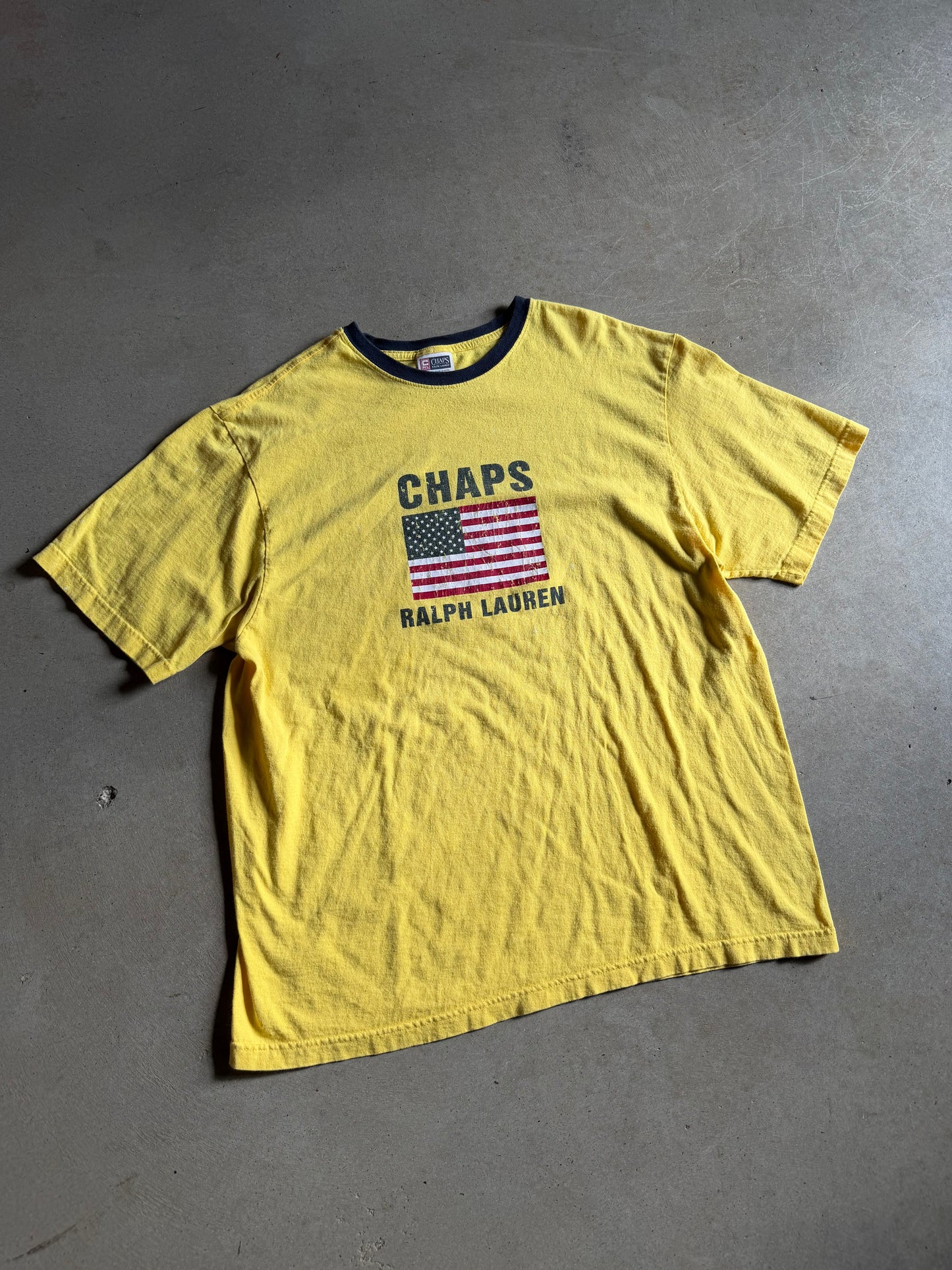VTG Chaps Ralph Lauren USA Ringer Tee Sz XL/2XL