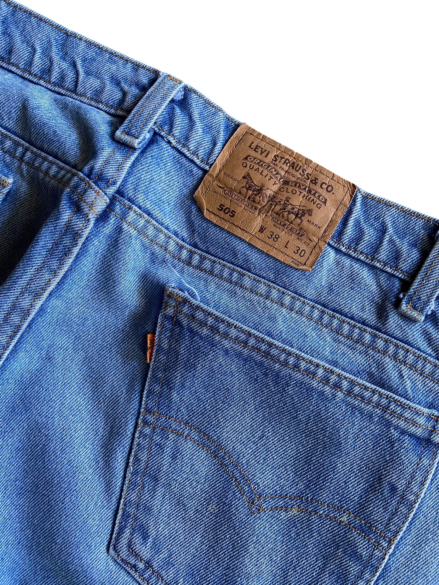 VTG Levis 505 Orange Tab Denim Jeans Sz 38x30