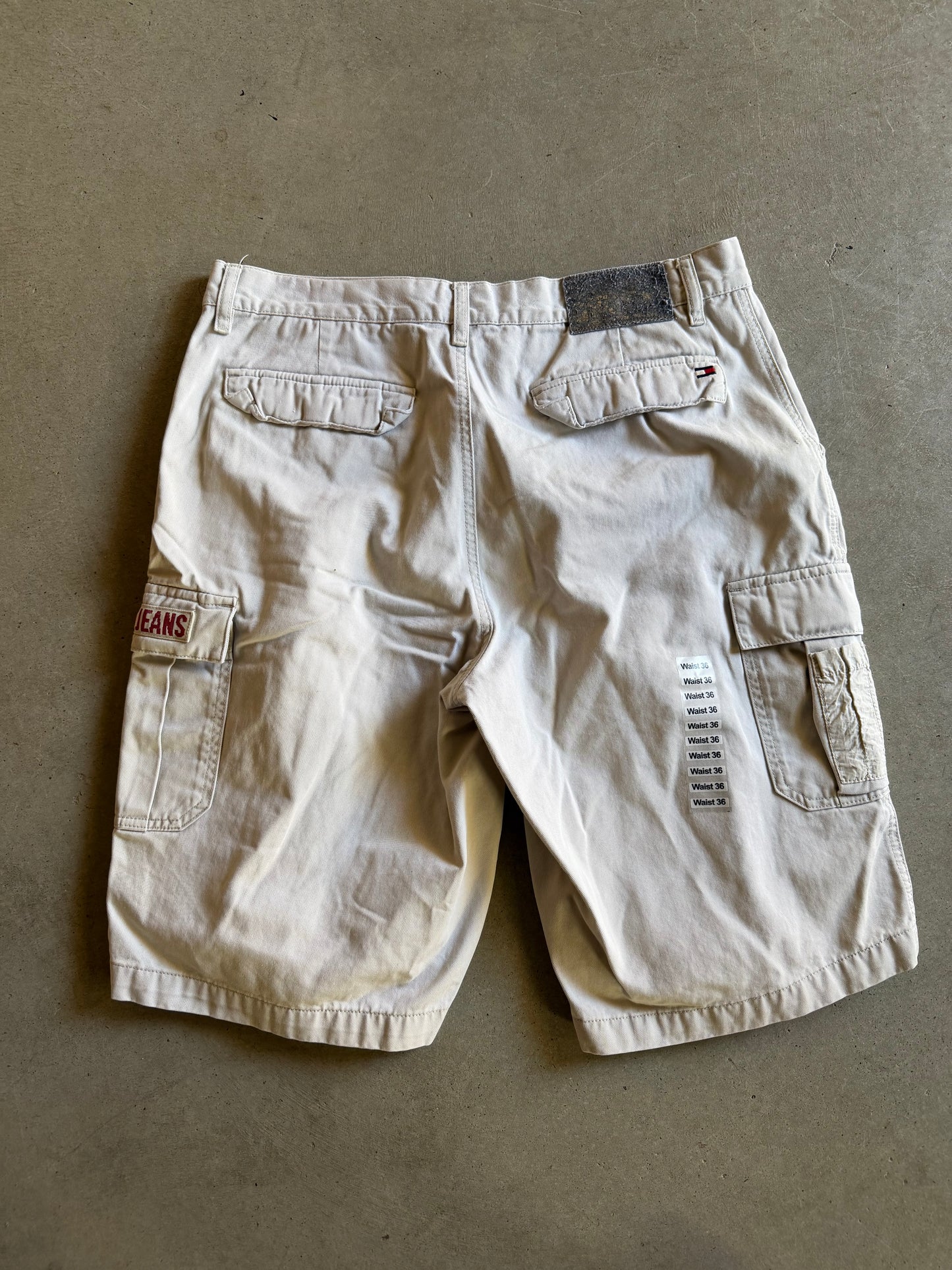 Y2K Tommy Hilfiger Khaki Cargo Baggy Jorts Sz 36