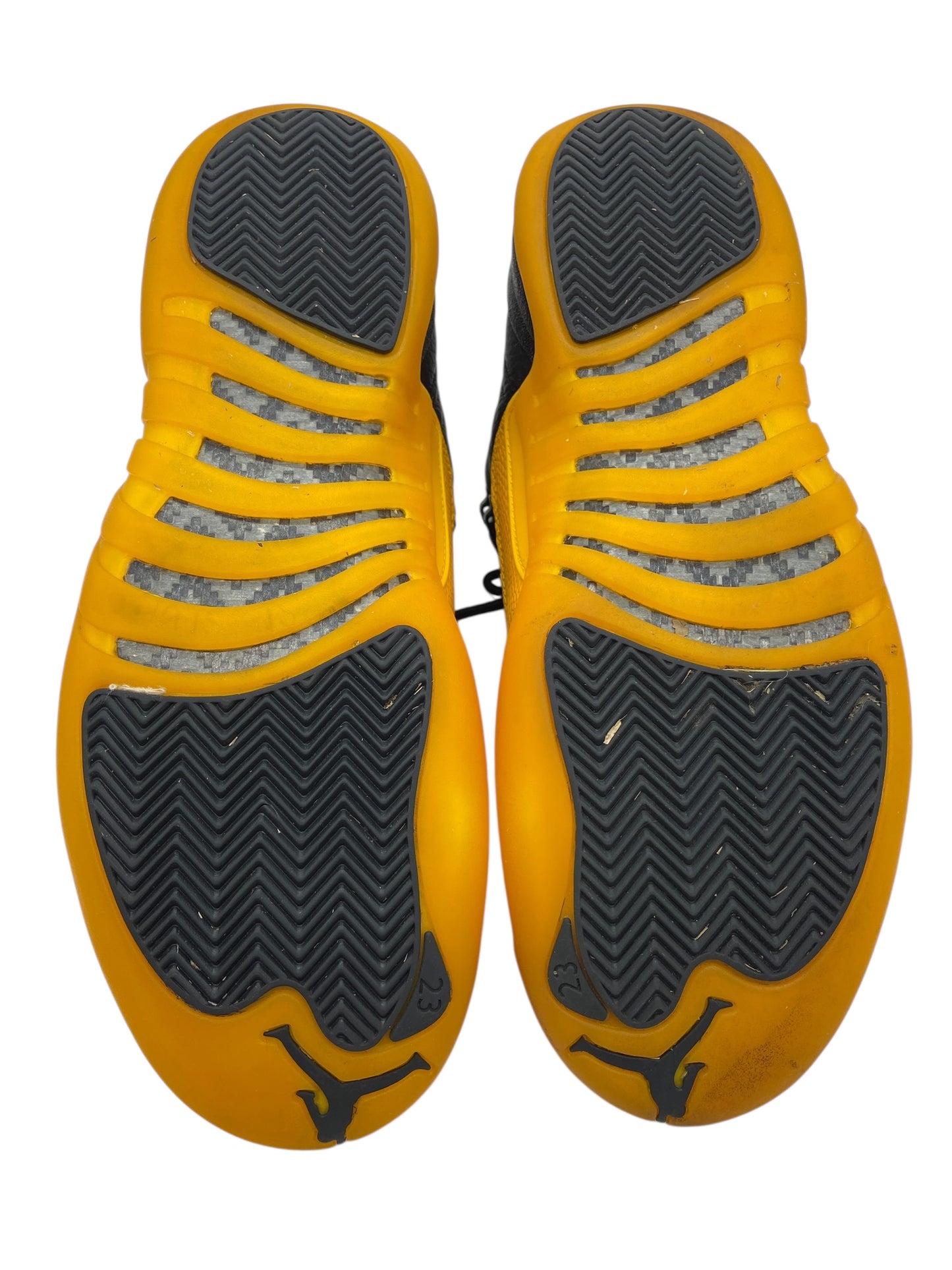 Preowned Jordan 12 Retro Black University Gold Sz 12M/13.5W