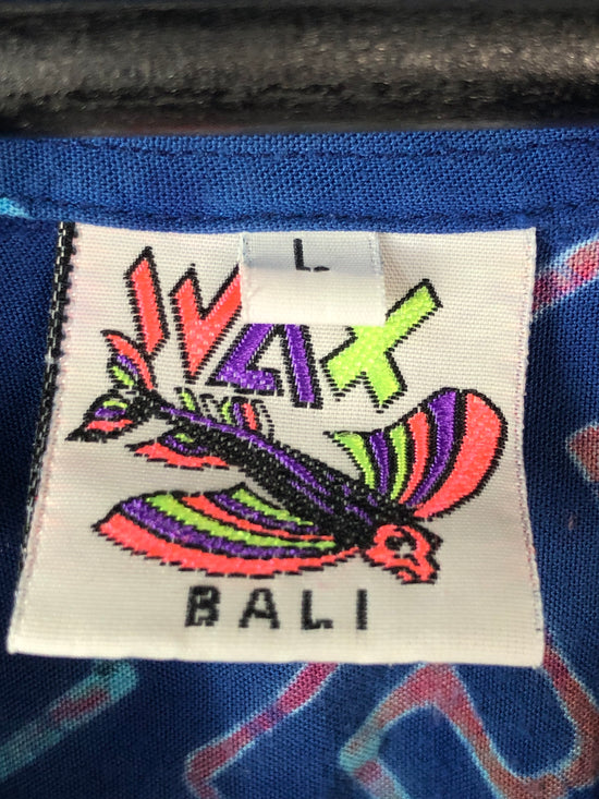 VTG  Wax Bali Scalloped Printed Button up Shirt Sz Small