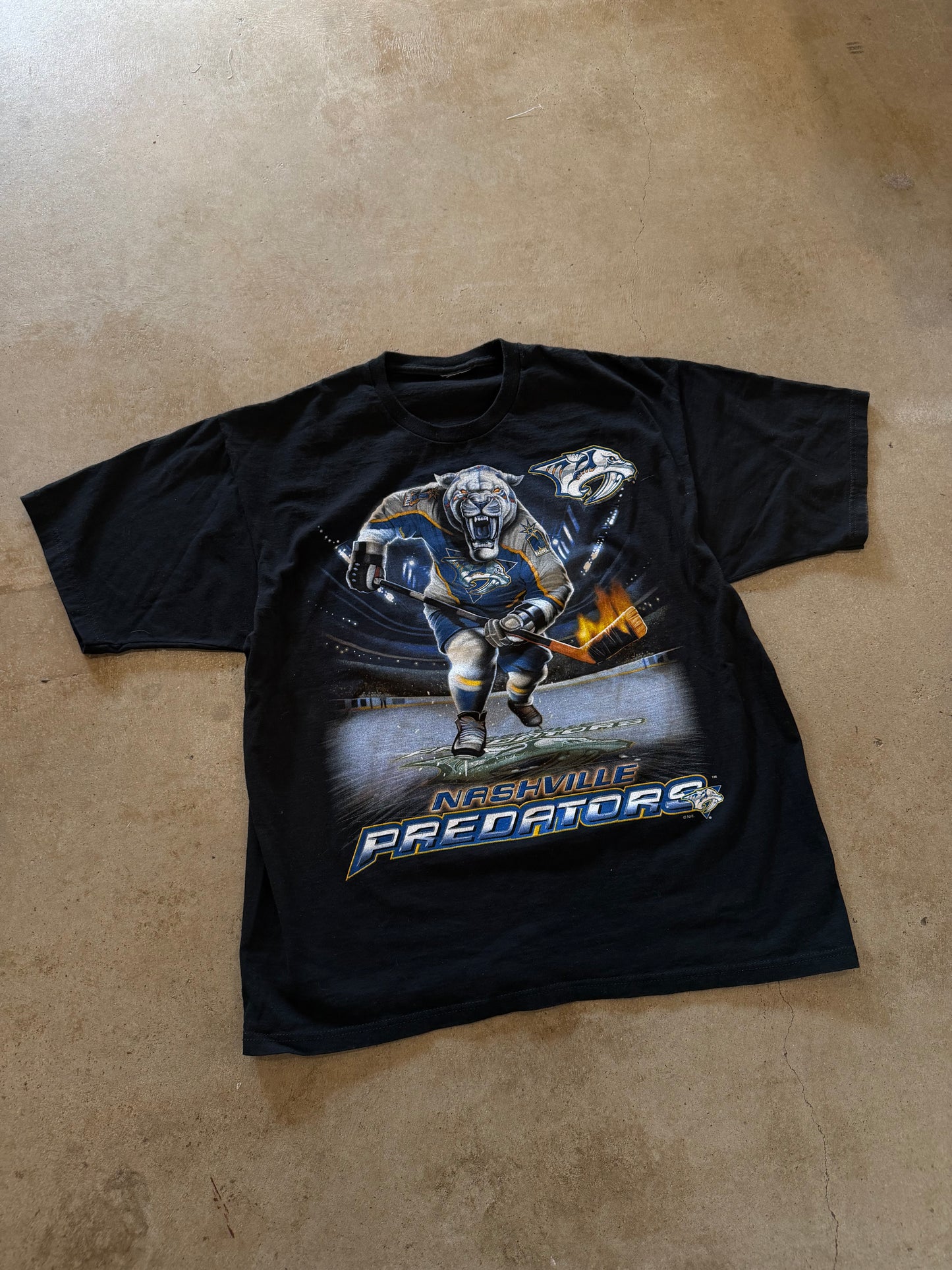 VTG Nashville Predators Killer Mascot Liquid Blue Tee Sz XL