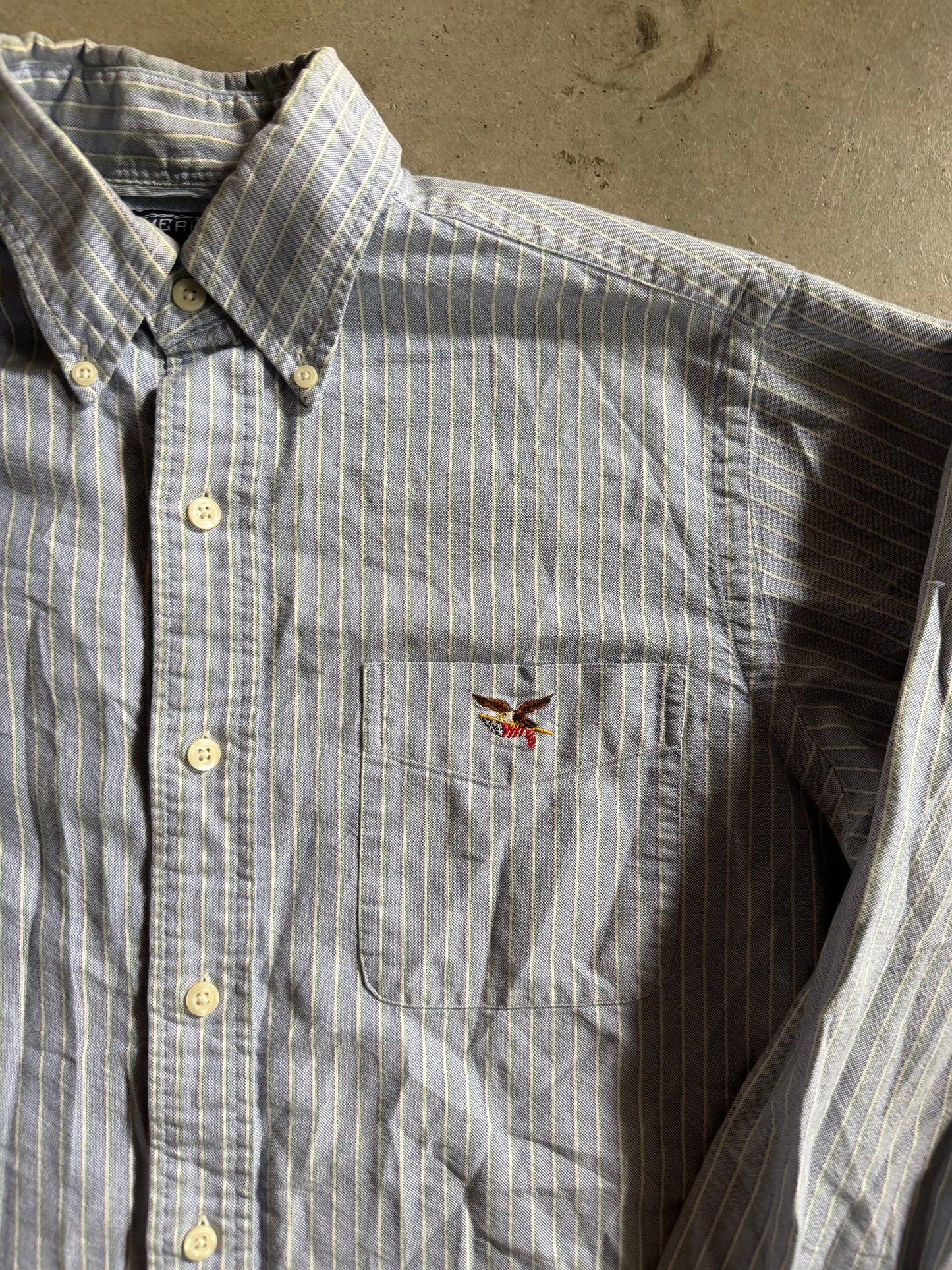 VTG American Living Blue Stripe Button Up Shirt Sz S
